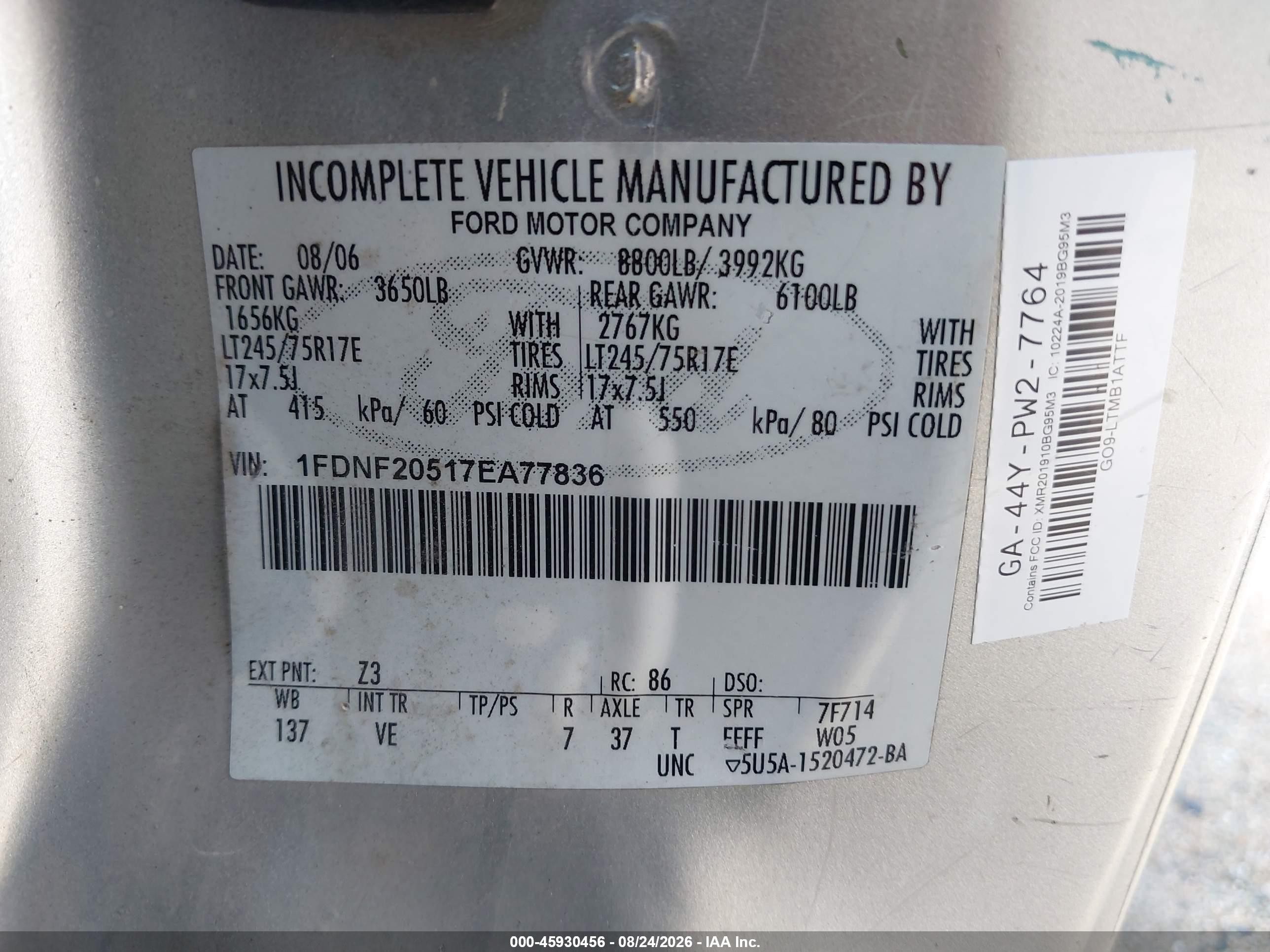 2007 Ford F-250 Xl/xlt Серебряный vin: 1FDNF20517EA77836
