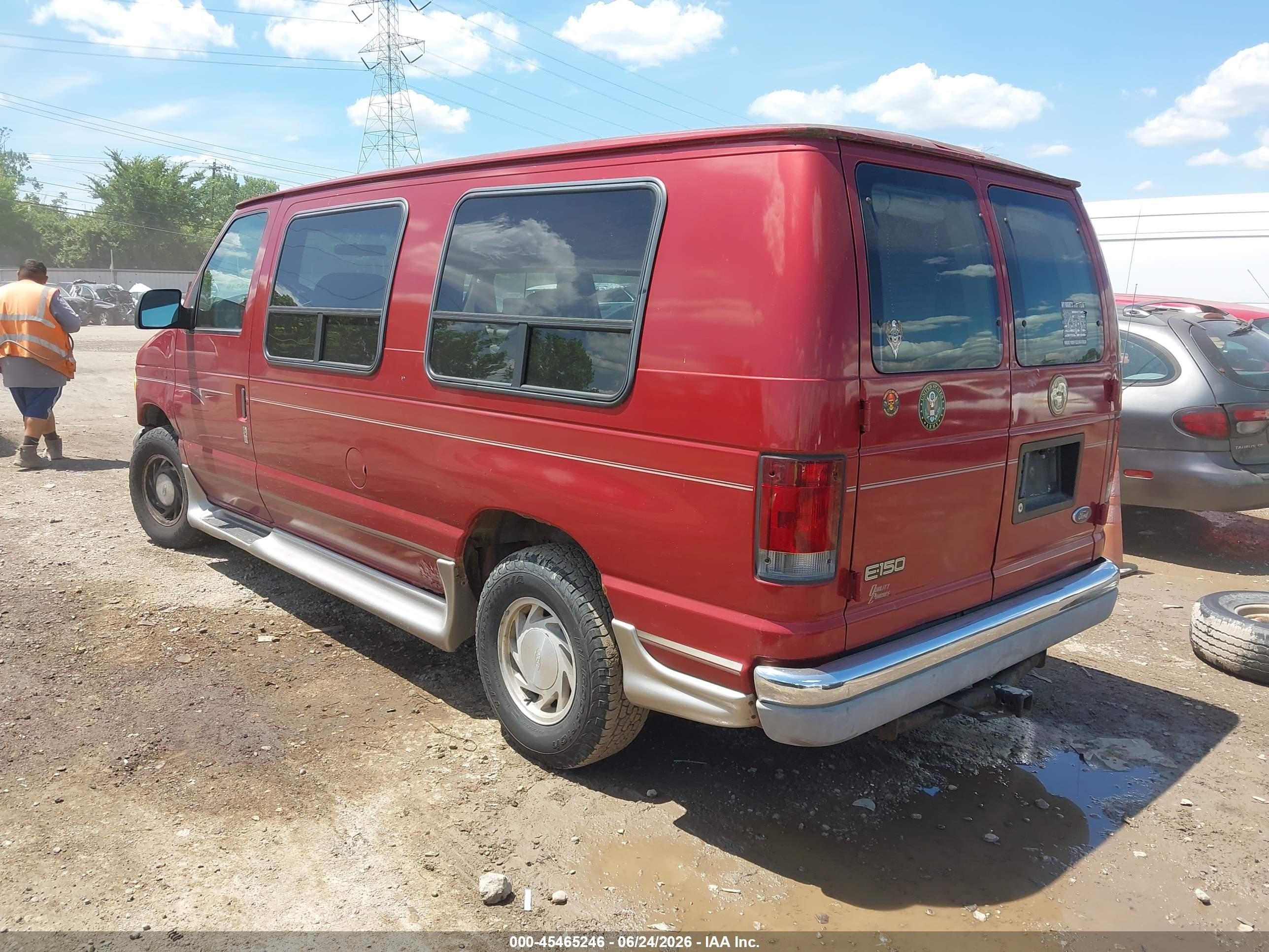 2002 Ford E-150 Commercial/recreational Red vin: 1FDRE14W12HB09676