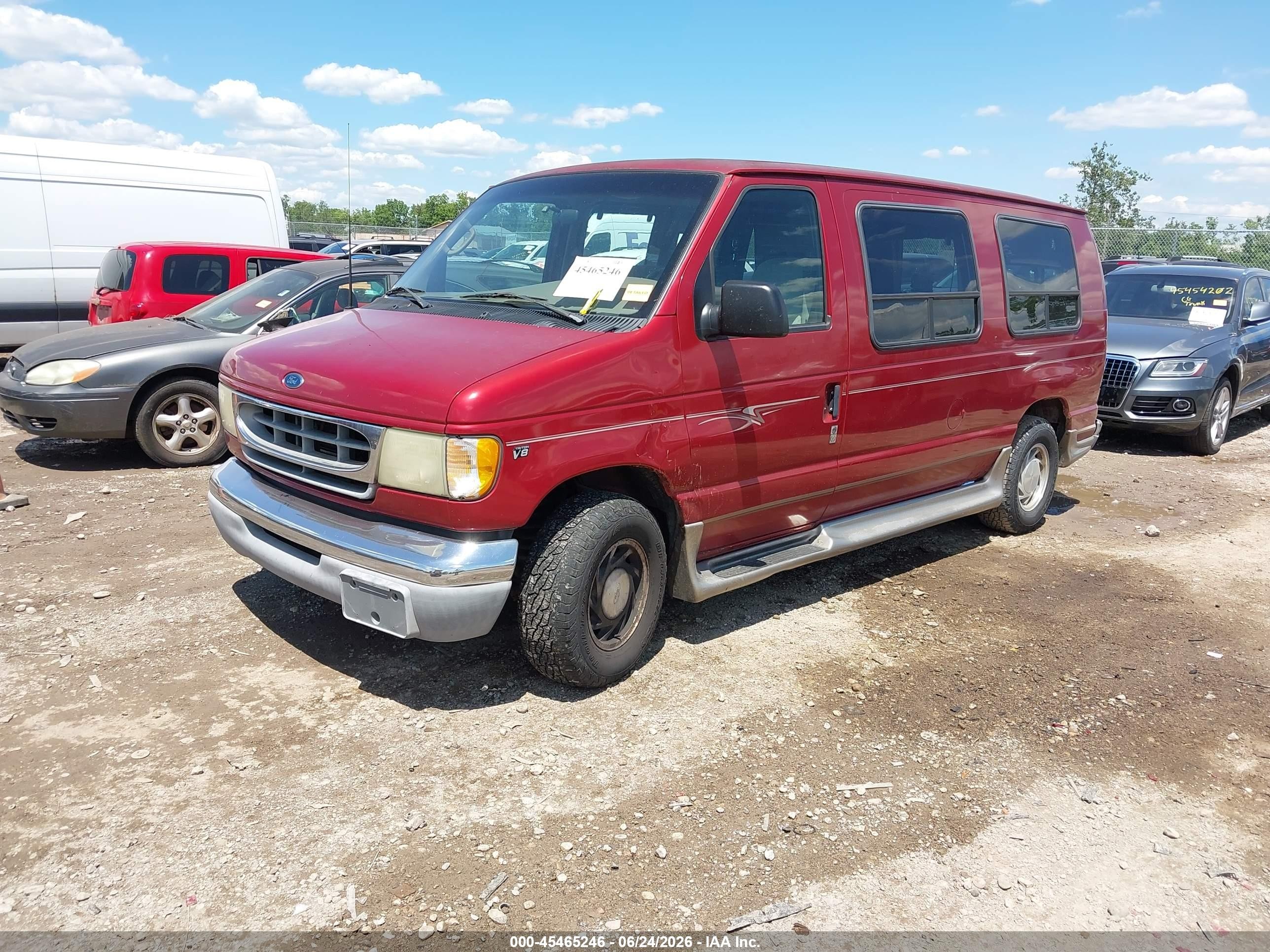 2002 Ford E-150 Commercial/recreational Red vin: 1FDRE14W12HB09676