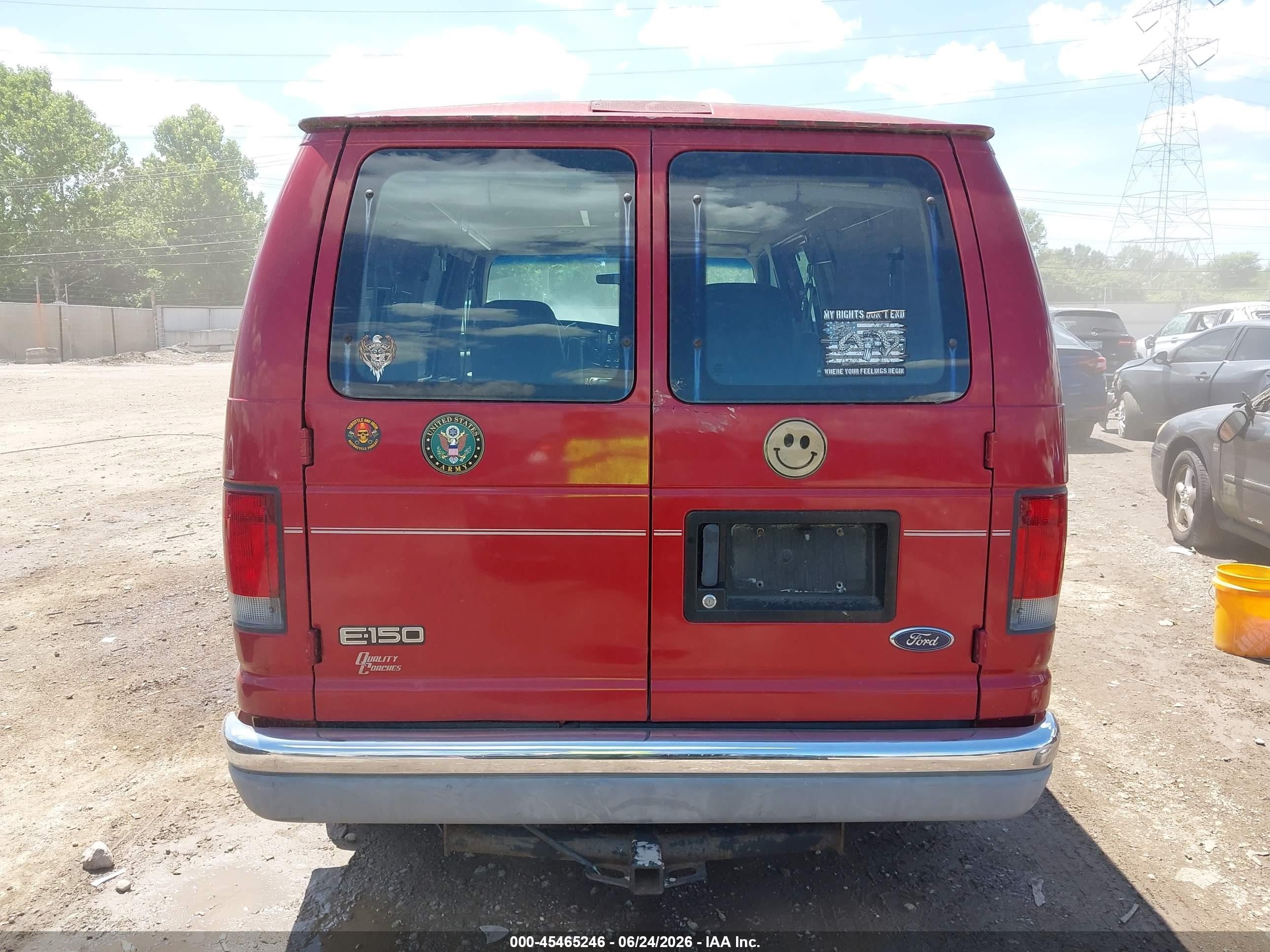 2002 Ford E-150 Commercial/recreational Red vin: 1FDRE14W12HB09676
