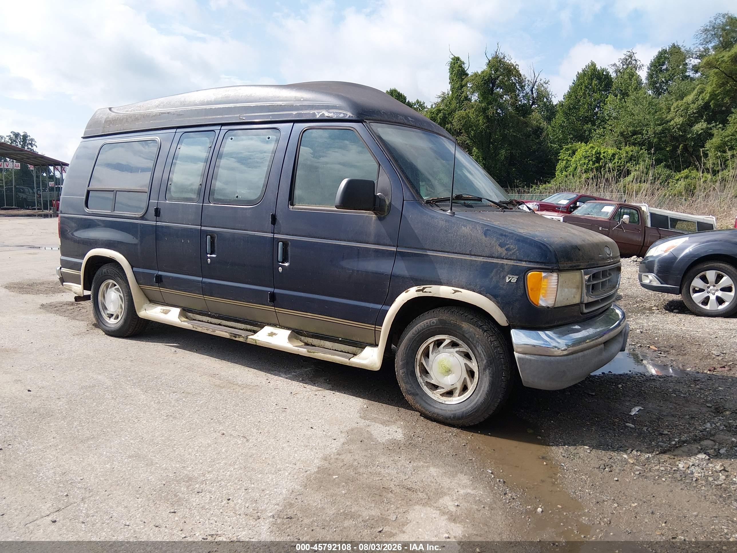 2002 Ford E-150 Commercial/recreational Blue vin: 1FDRE14W62HA20444