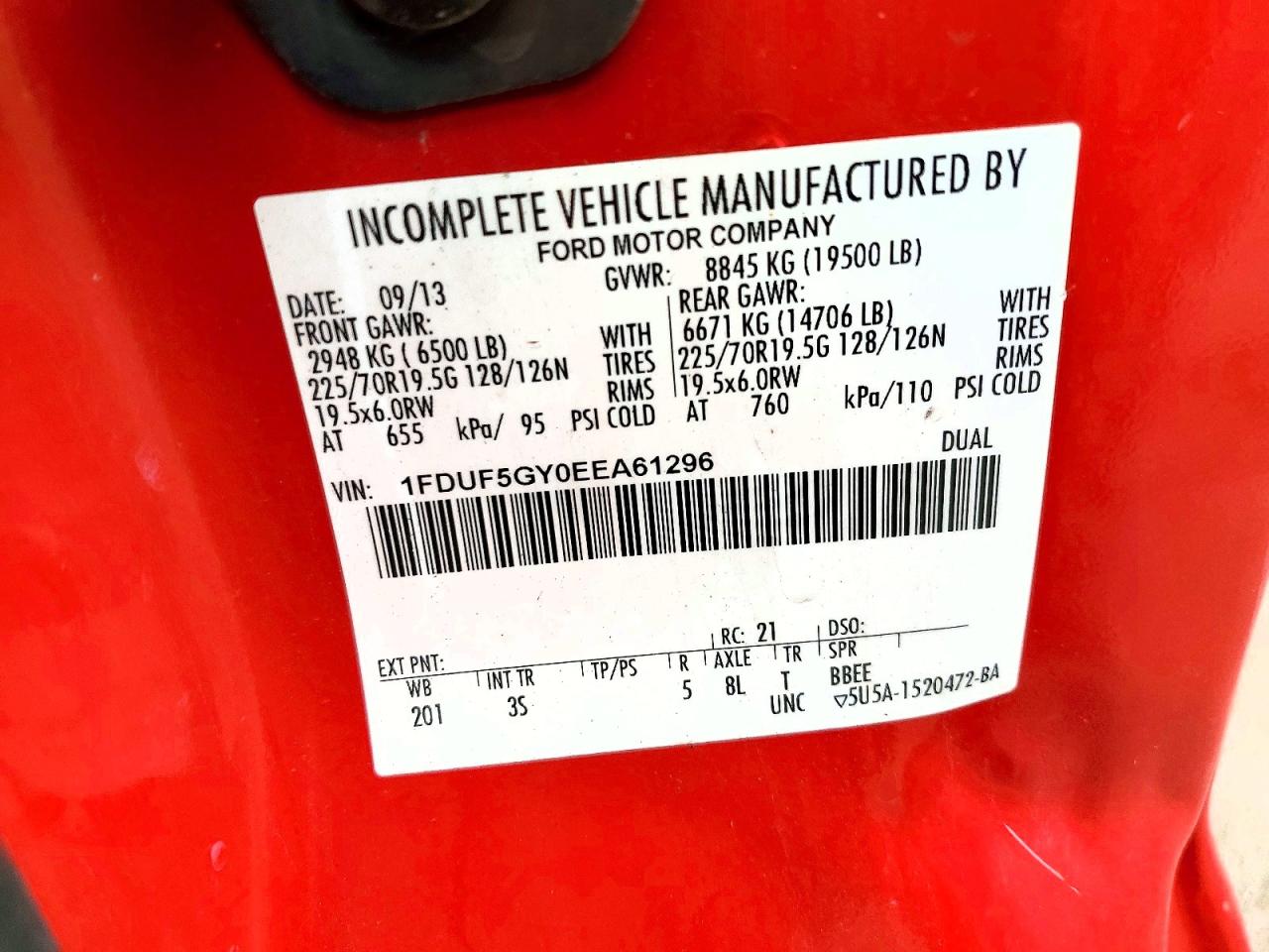 2014 Ford F550 Super Duty Красный vin: 1FDUF5GY0EEA61296