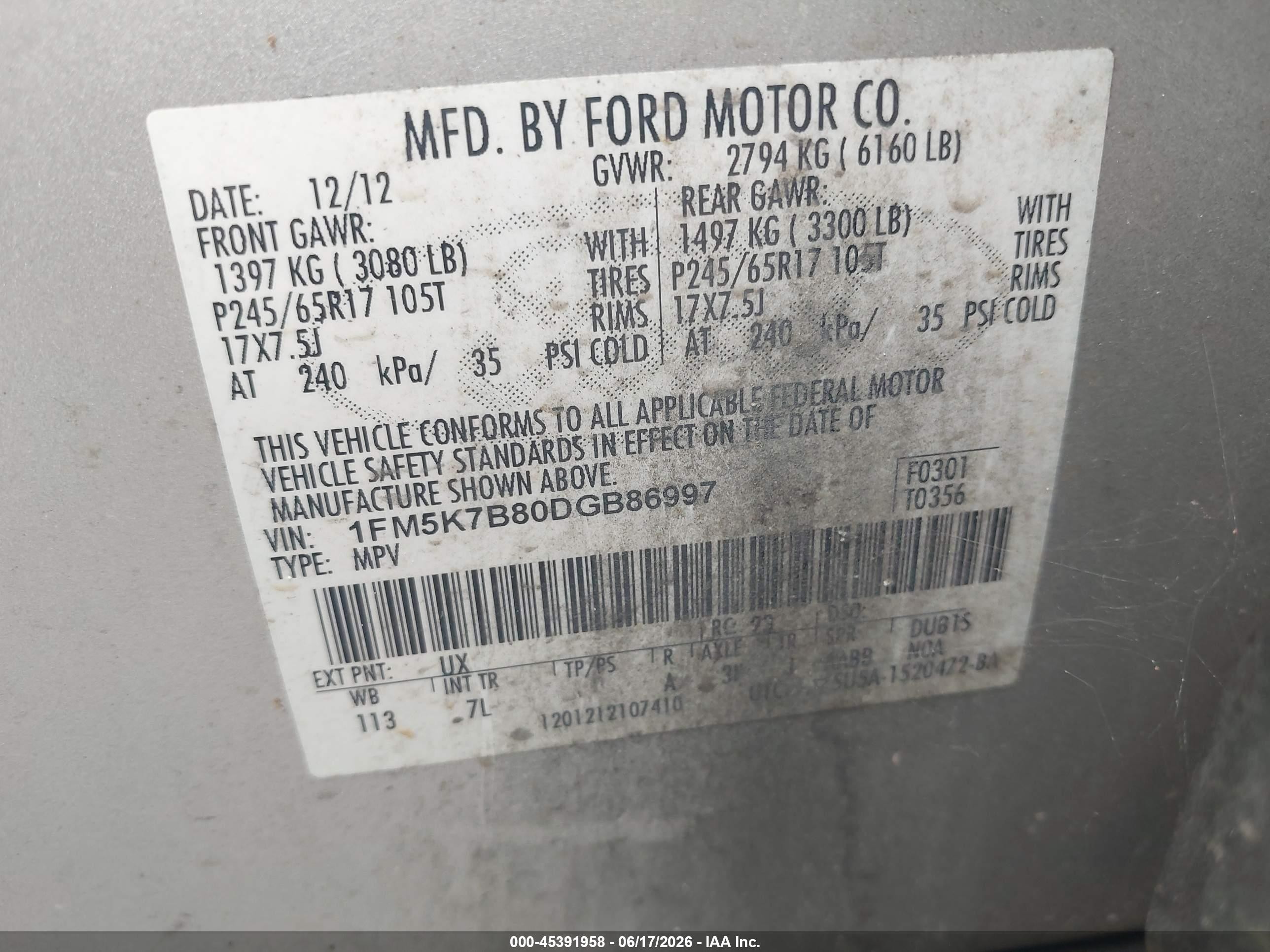 2013 Ford Explorer Gray vin: 1FM5K7B80DGB86997