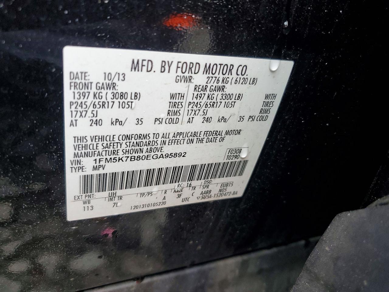 2014 Ford Explorer Black vin: 1FM5K7B80EGA95892