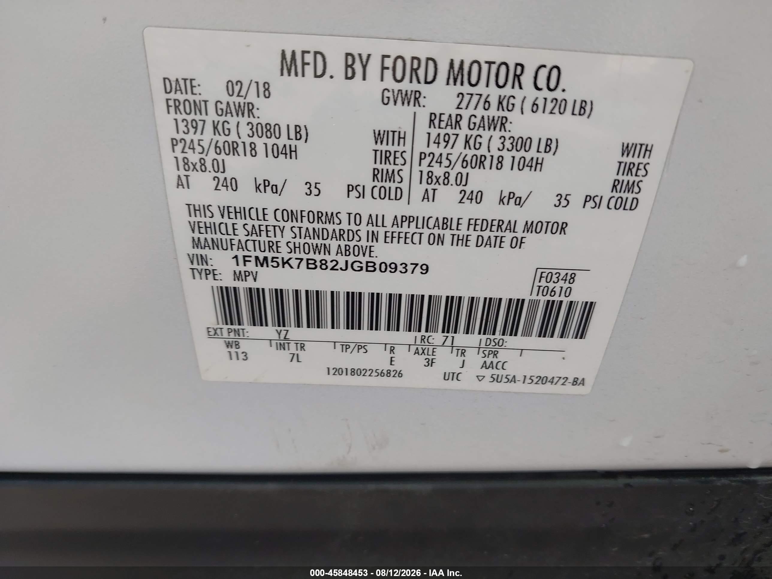 2018 Ford Explorer   Белый vin: 1FM5K7B82JGB09379