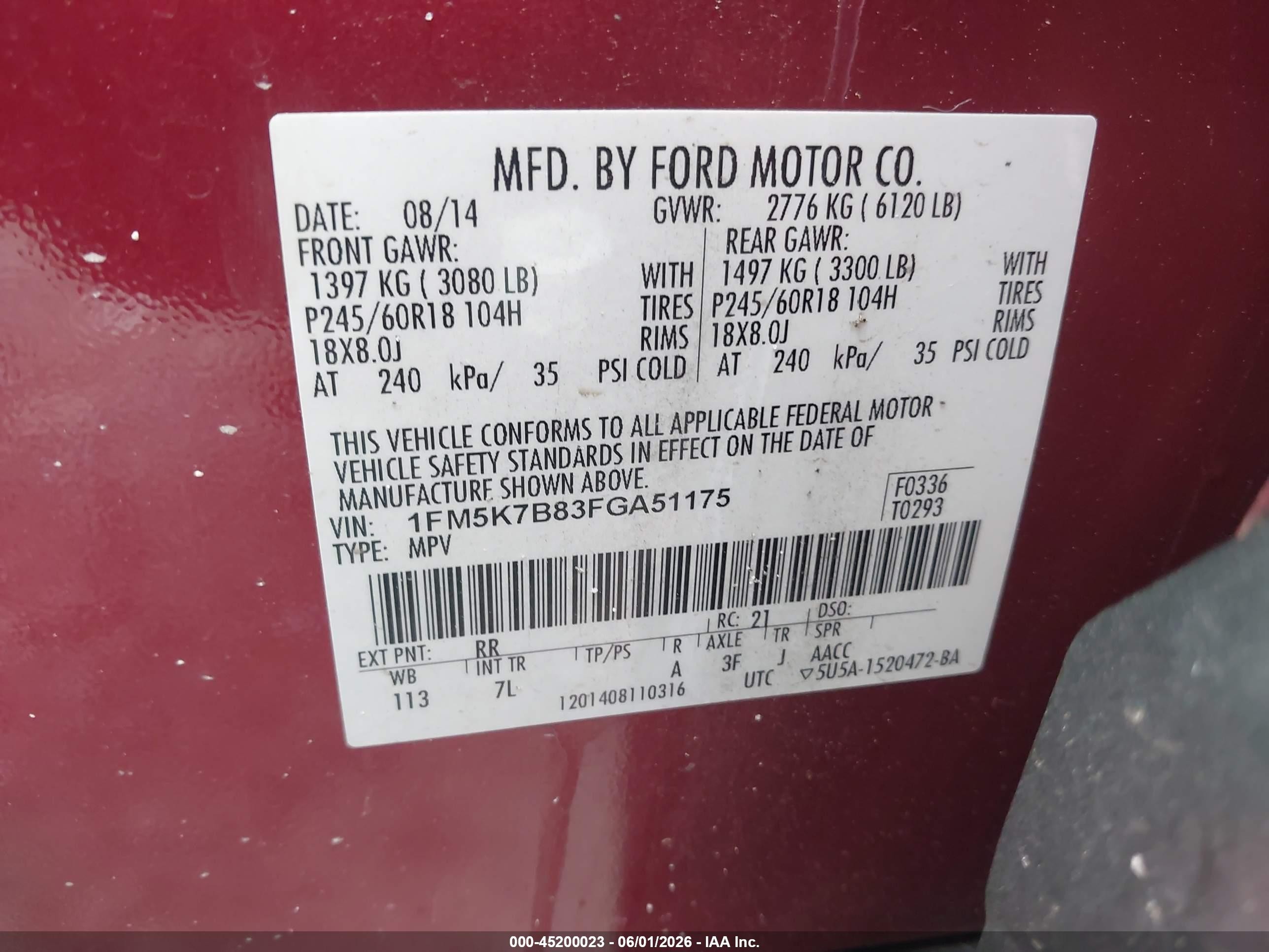 2015 Ford Explorer   Red vin: 1FM5K7B83FGA51175