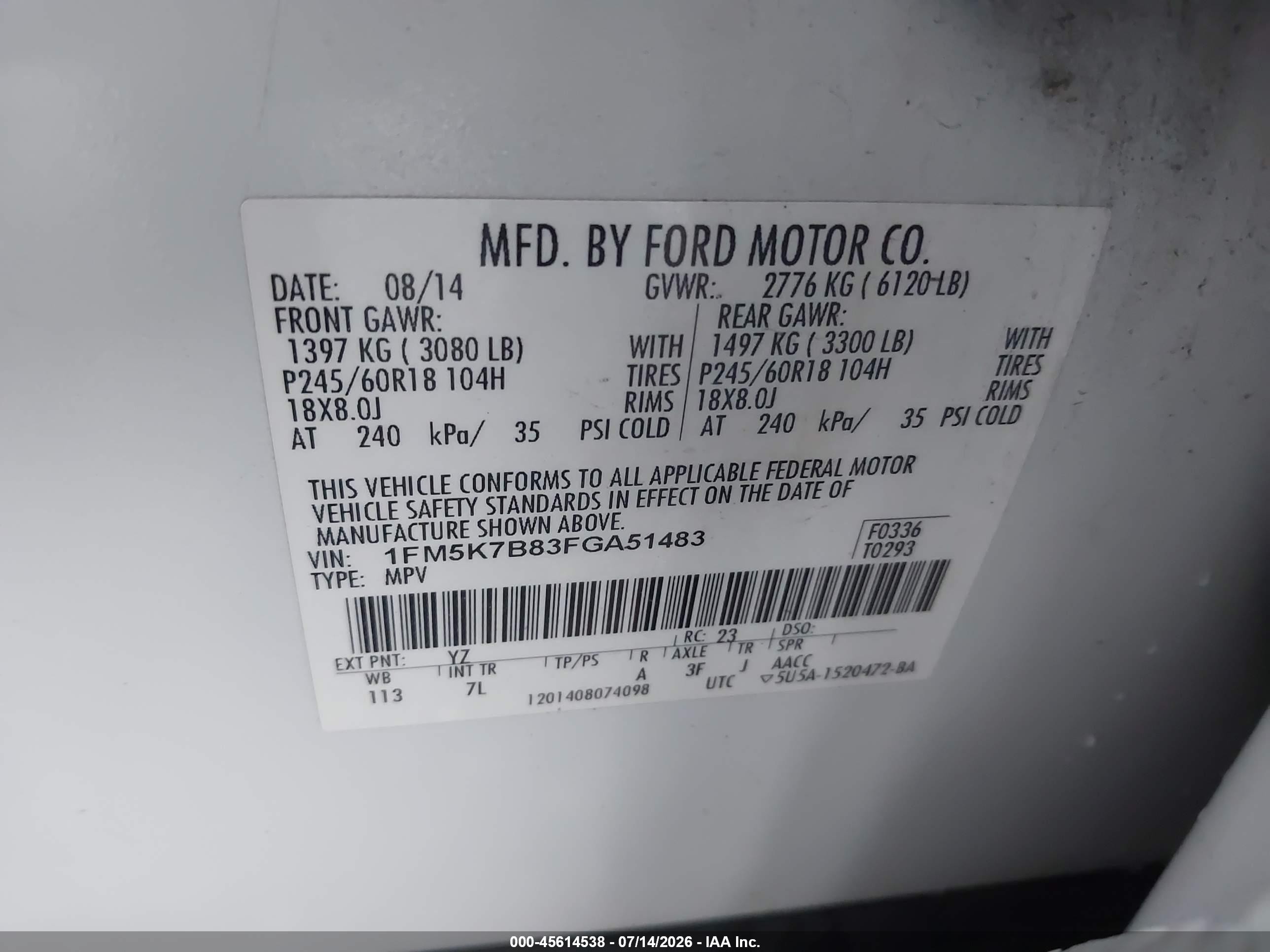 2015 Ford Explorer   White vin: 1FM5K7B83FGA51483