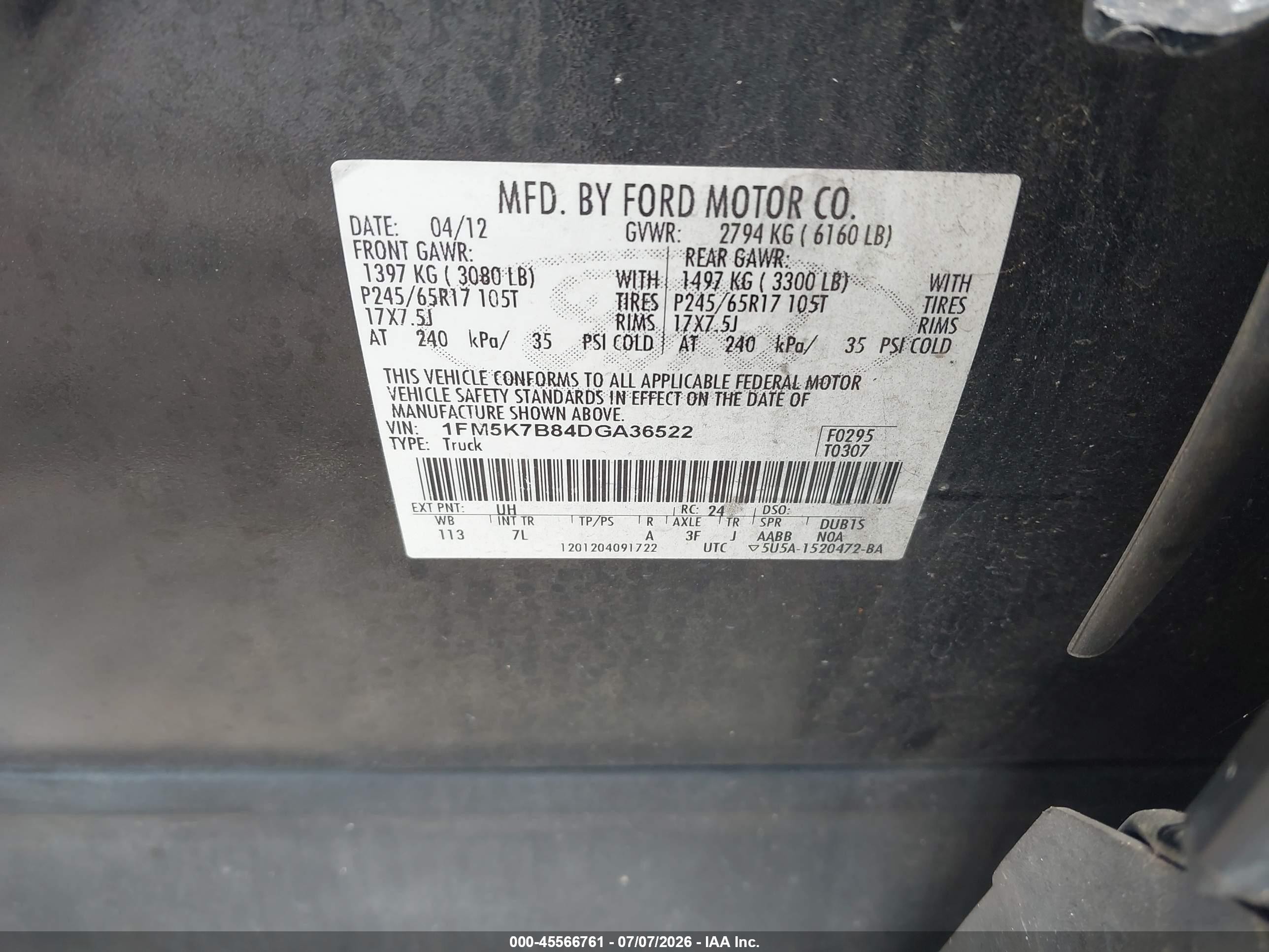 2013 Ford Explorer   Black vin: 1FM5K7B84DGA36522