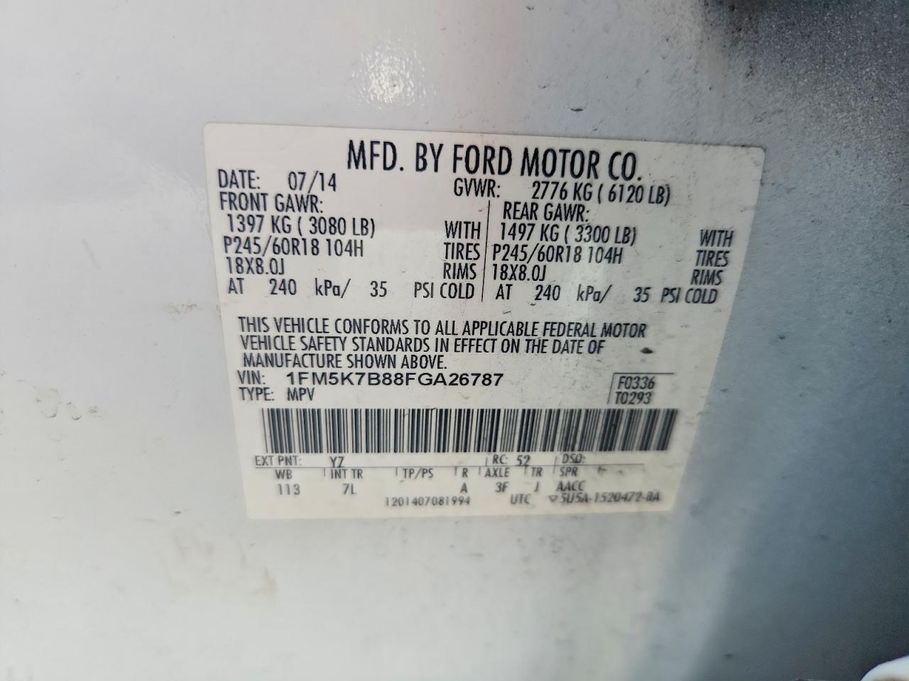 2015 Ford Explorer White vin: 1FM5K7B88FGA26787