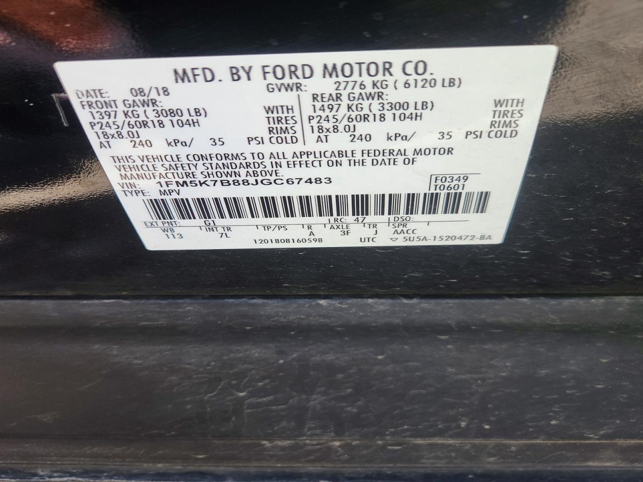 2018 Ford Explorer Black vin: 1FM5K7B88JGC67483