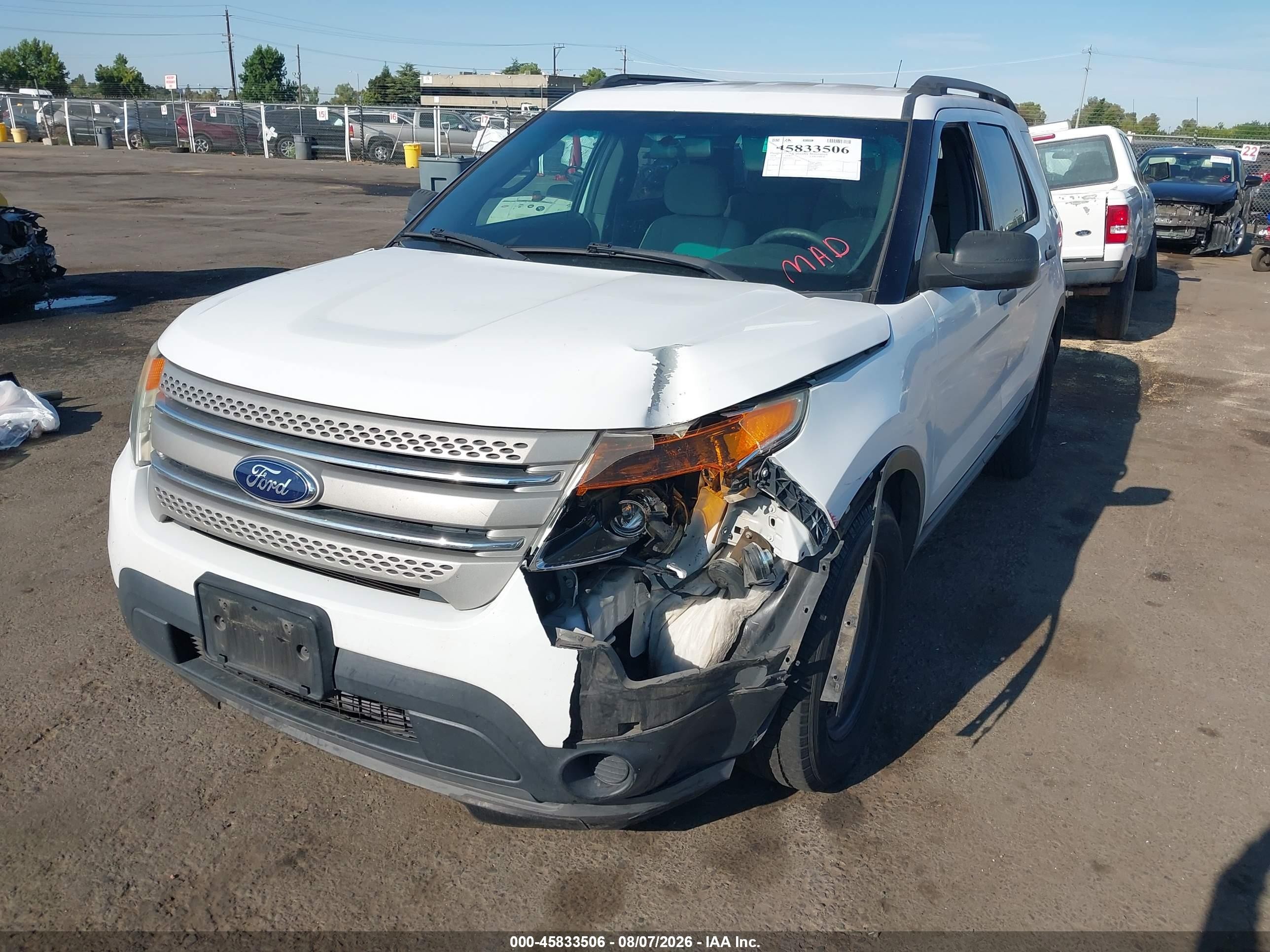2014 Ford Explorer   White vin: 1FM5K7B89EGA44231