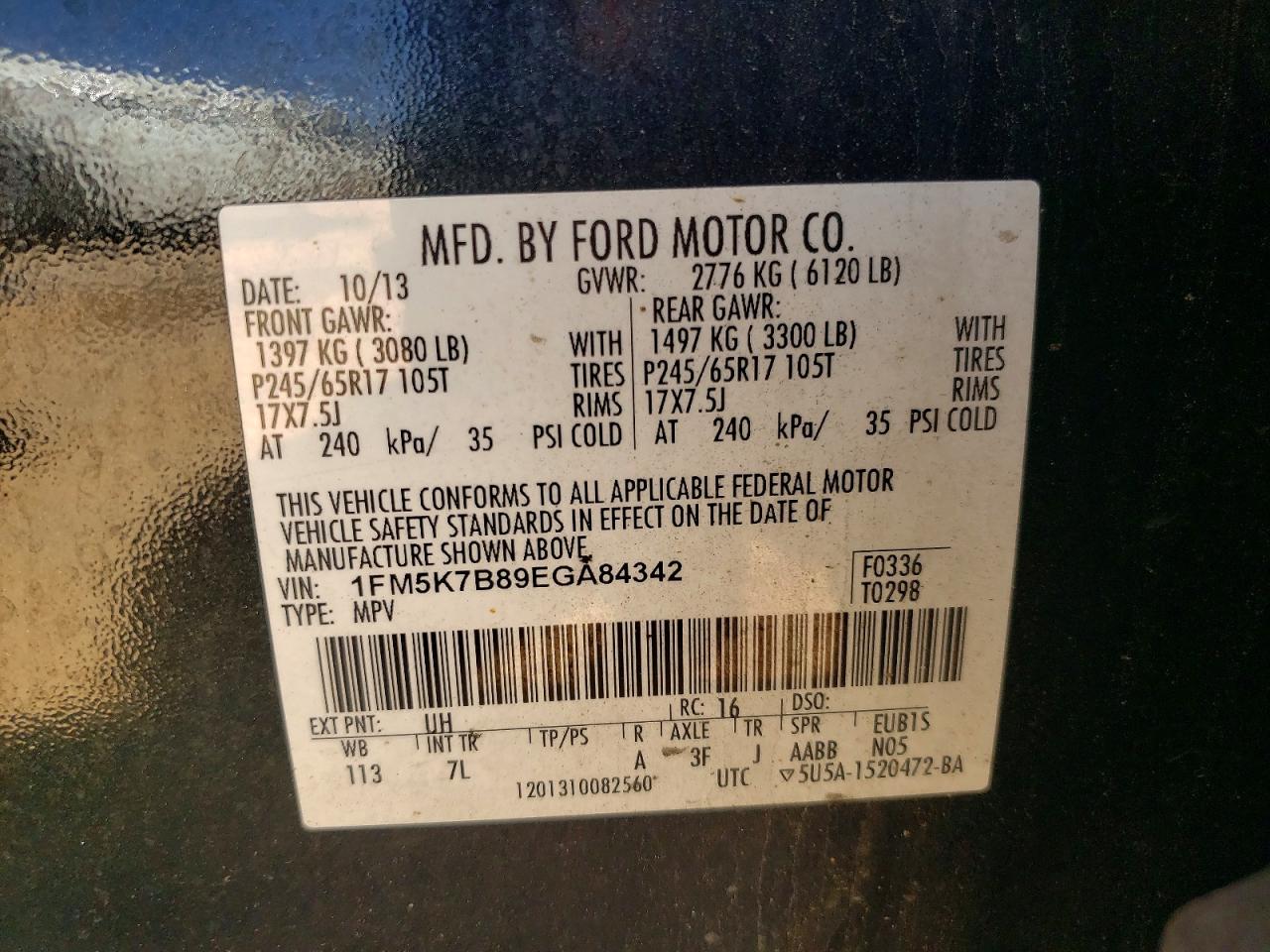 2014 Ford Explorer Black vin: 1FM5K7B89EGA84342