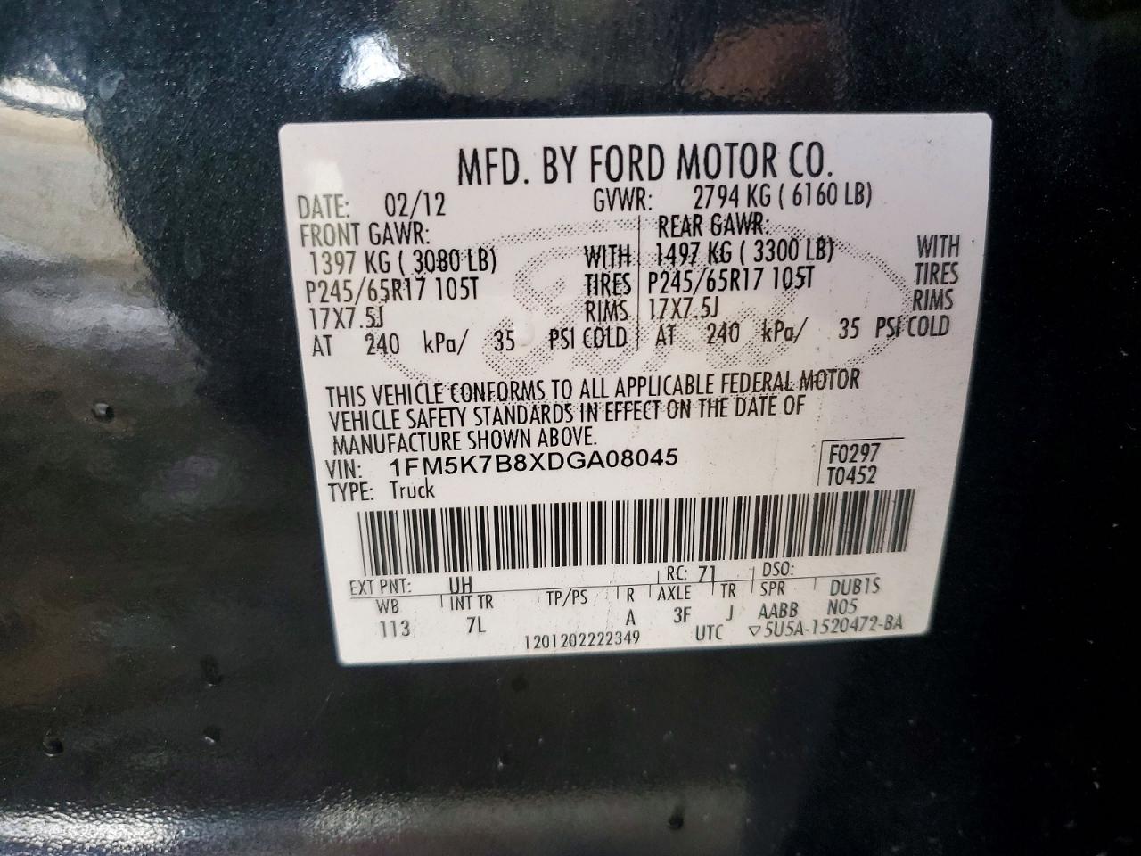 2013 Ford Explorer Black vin: 1FM5K7B8XDGA08045