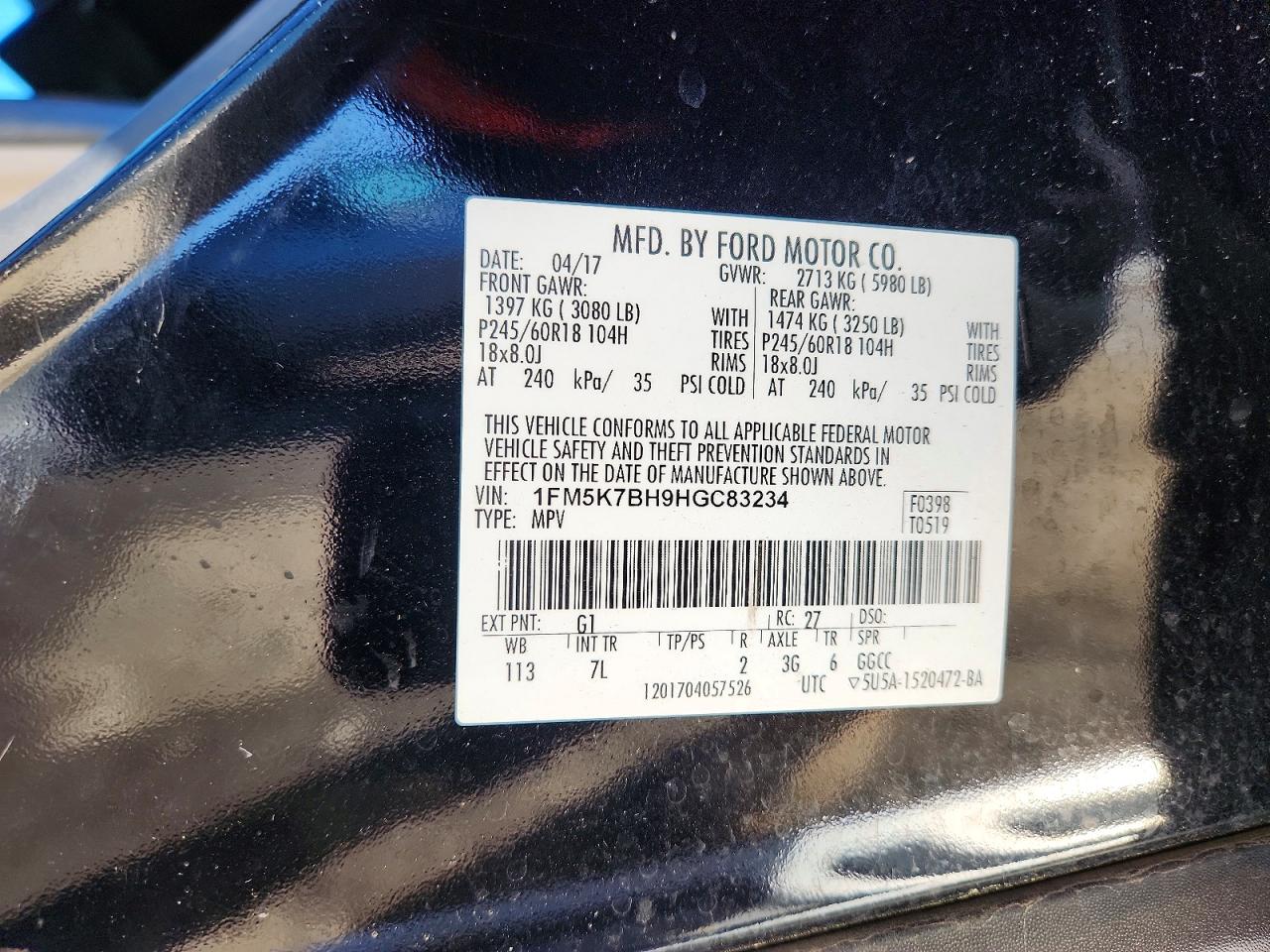 2017 Ford Explorer Black vin: 1FM5K7BH9HGC83234