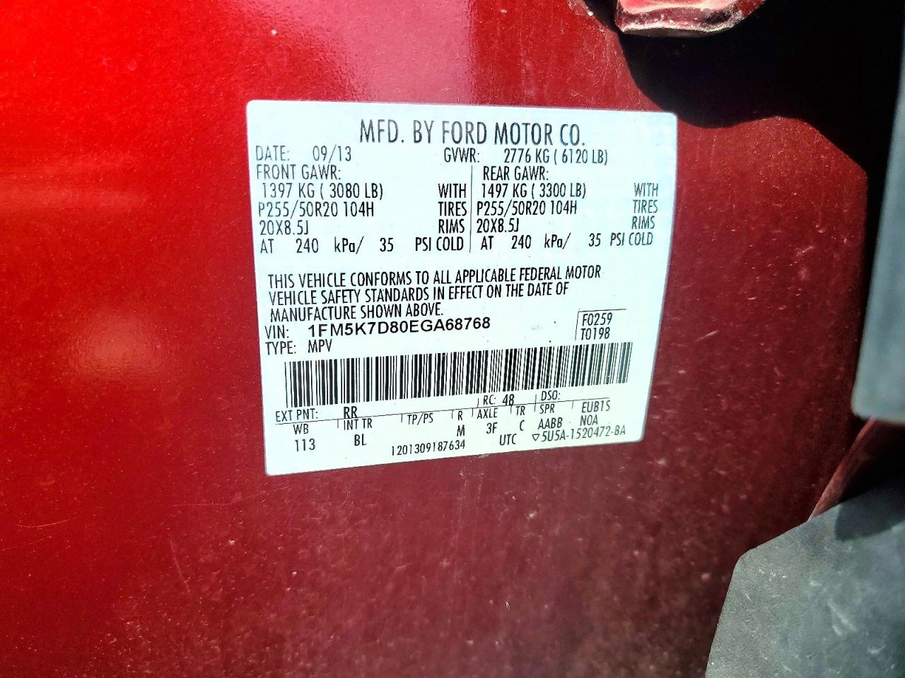 2014 Ford Explorer Xlt Red vin: 1FM5K7D80EGA68768