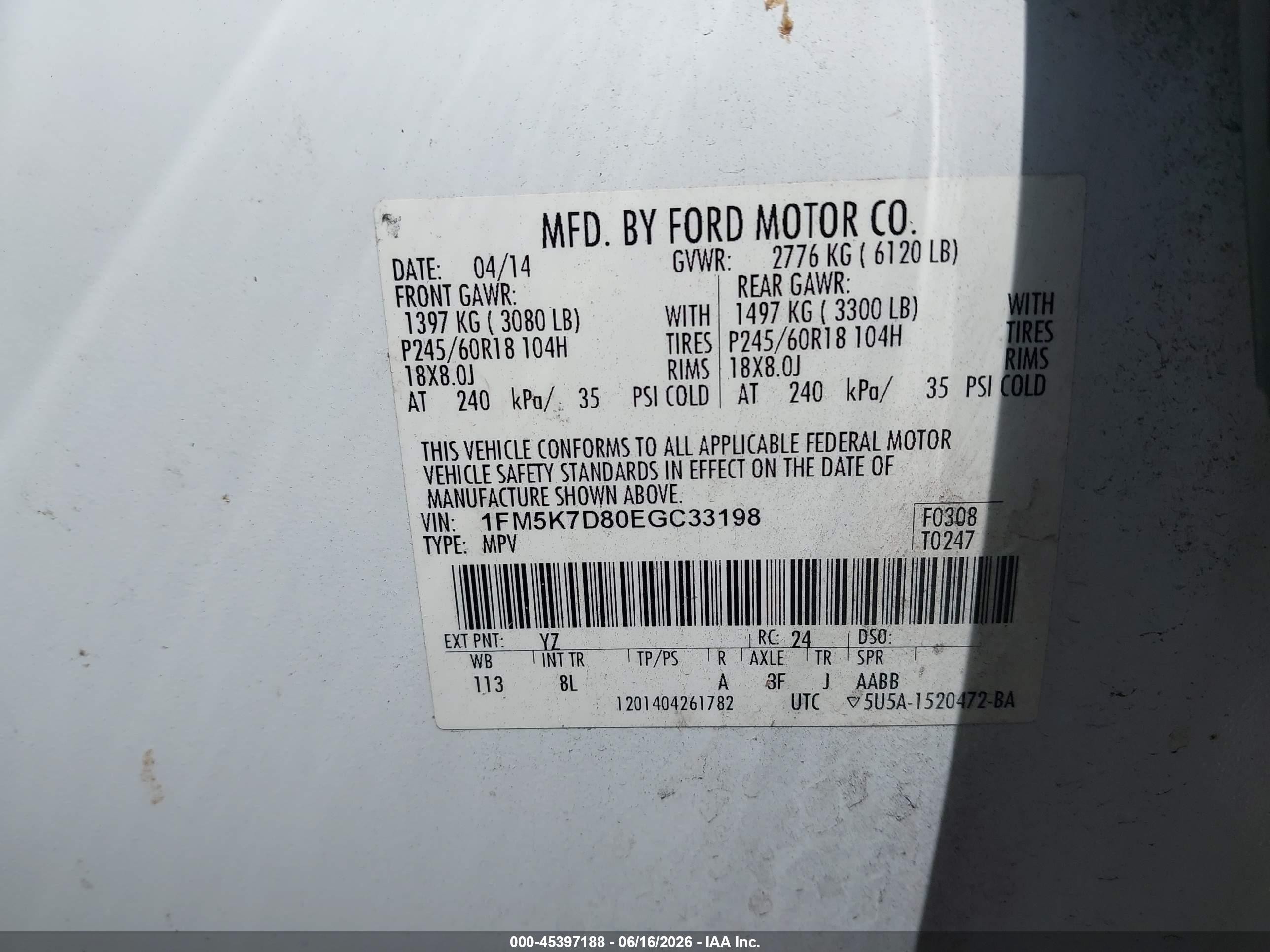 2014 Ford Explorer Xlt White vin: 1FM5K7D80EGC33198