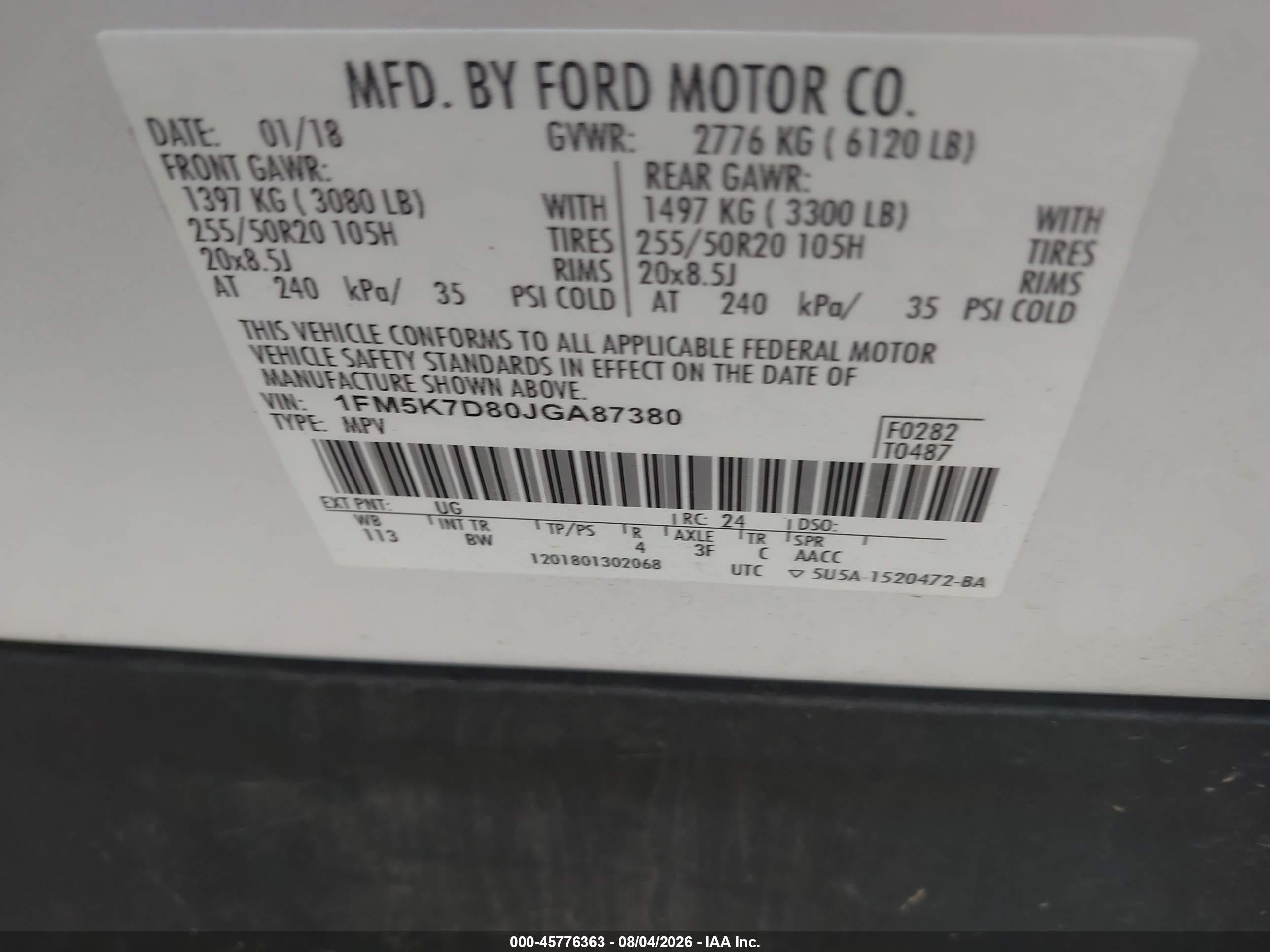 2018 Ford Explorer Xlt White vin: 1FM5K7D80JGA87380