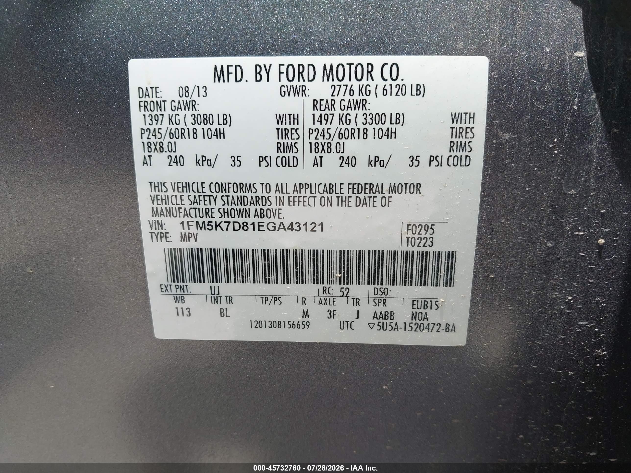 2014 Ford Explorer Xlt Gray vin: 1FM5K7D81EGA43121