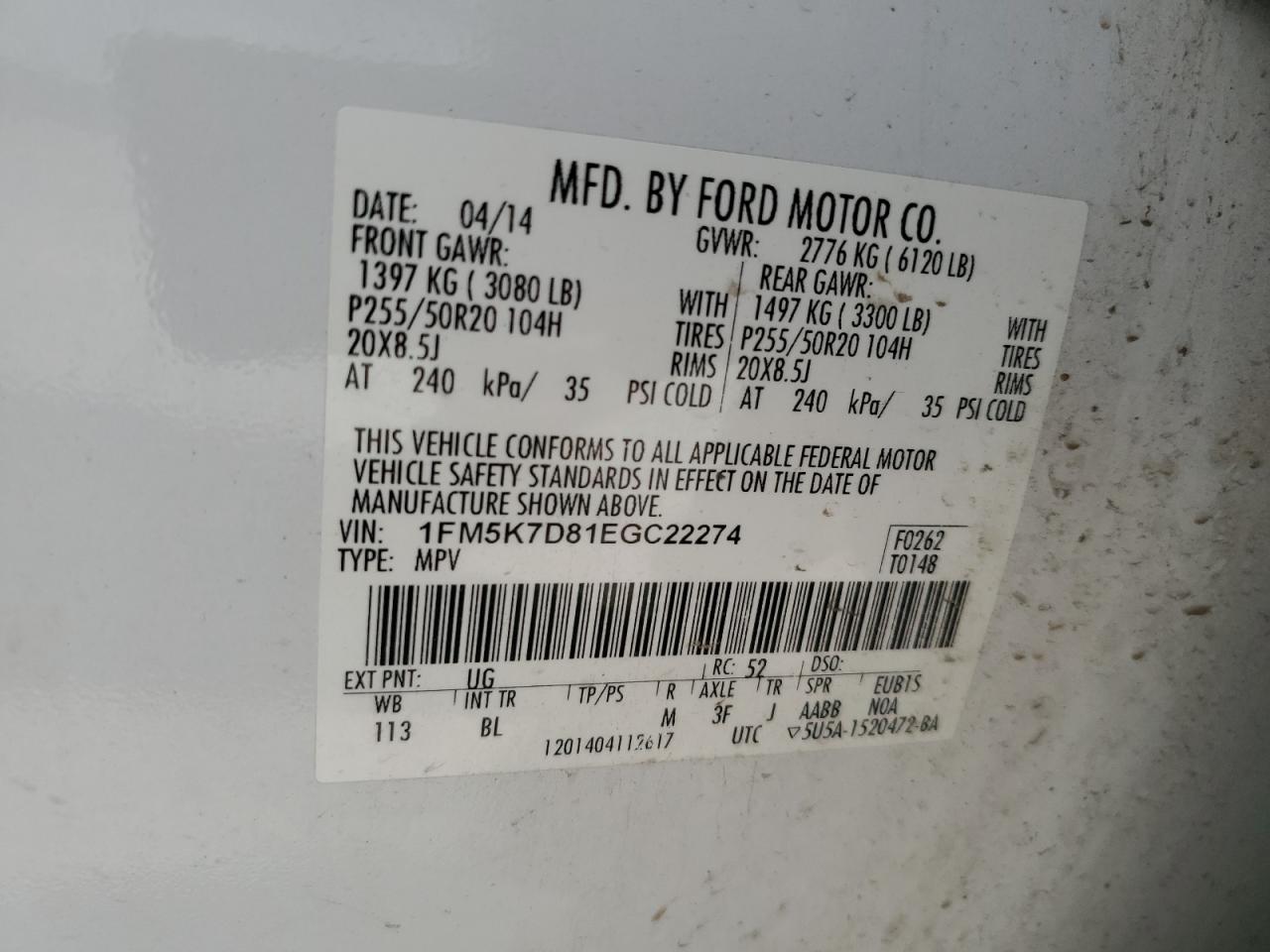 2014 Ford Explorer Xlt White vin: 1FM5K7D81EGC22274