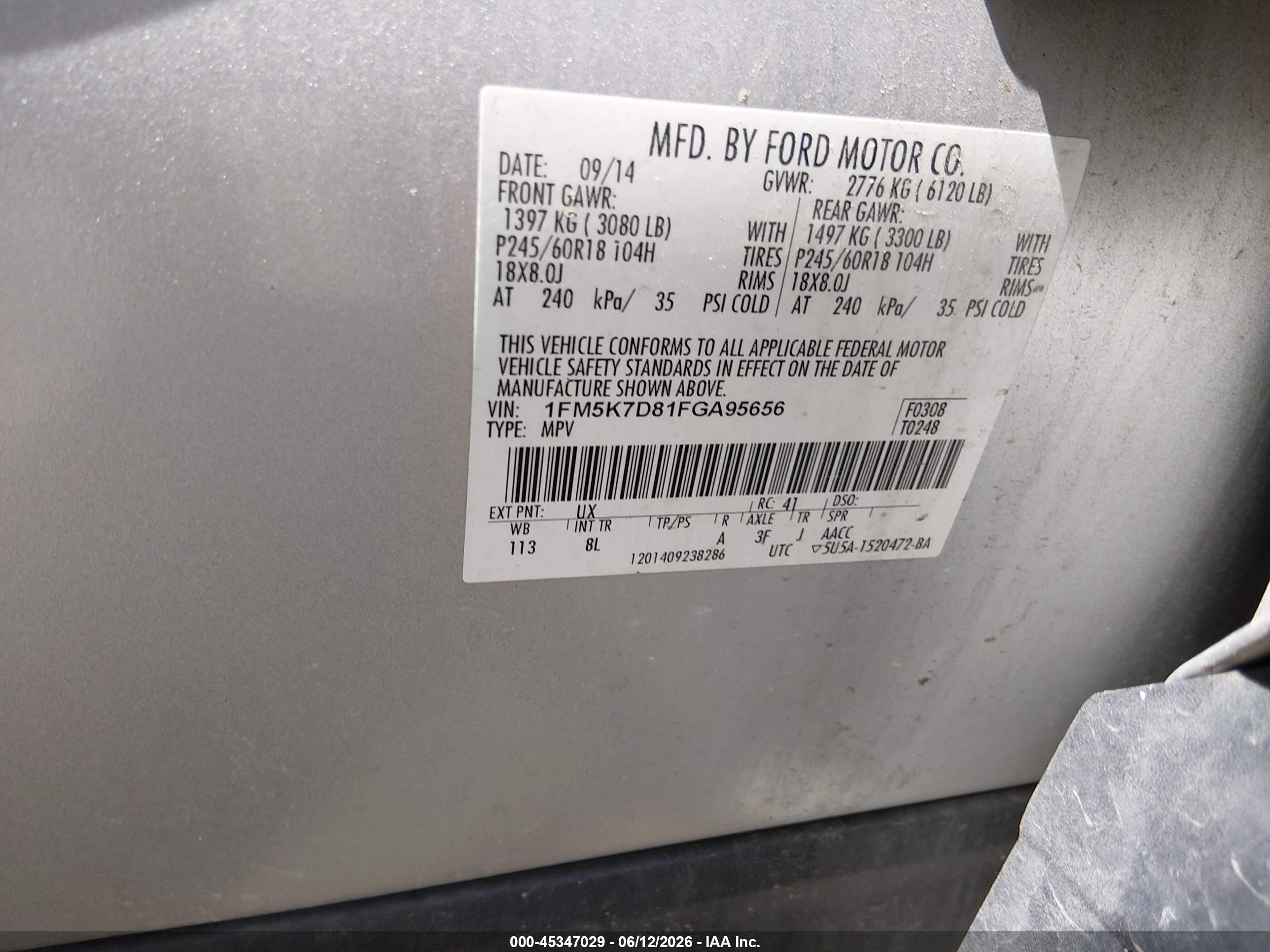 2015 Ford Explorer Xlt Gray vin: 1FM5K7D81FGA95656