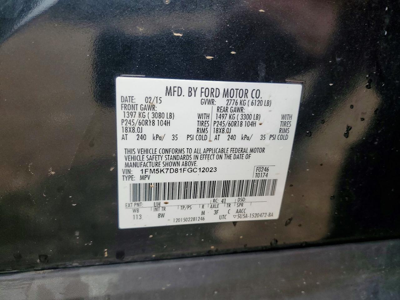 2015 Ford Explorer Xlt Черный vin: 1FM5K7D81FGC12023