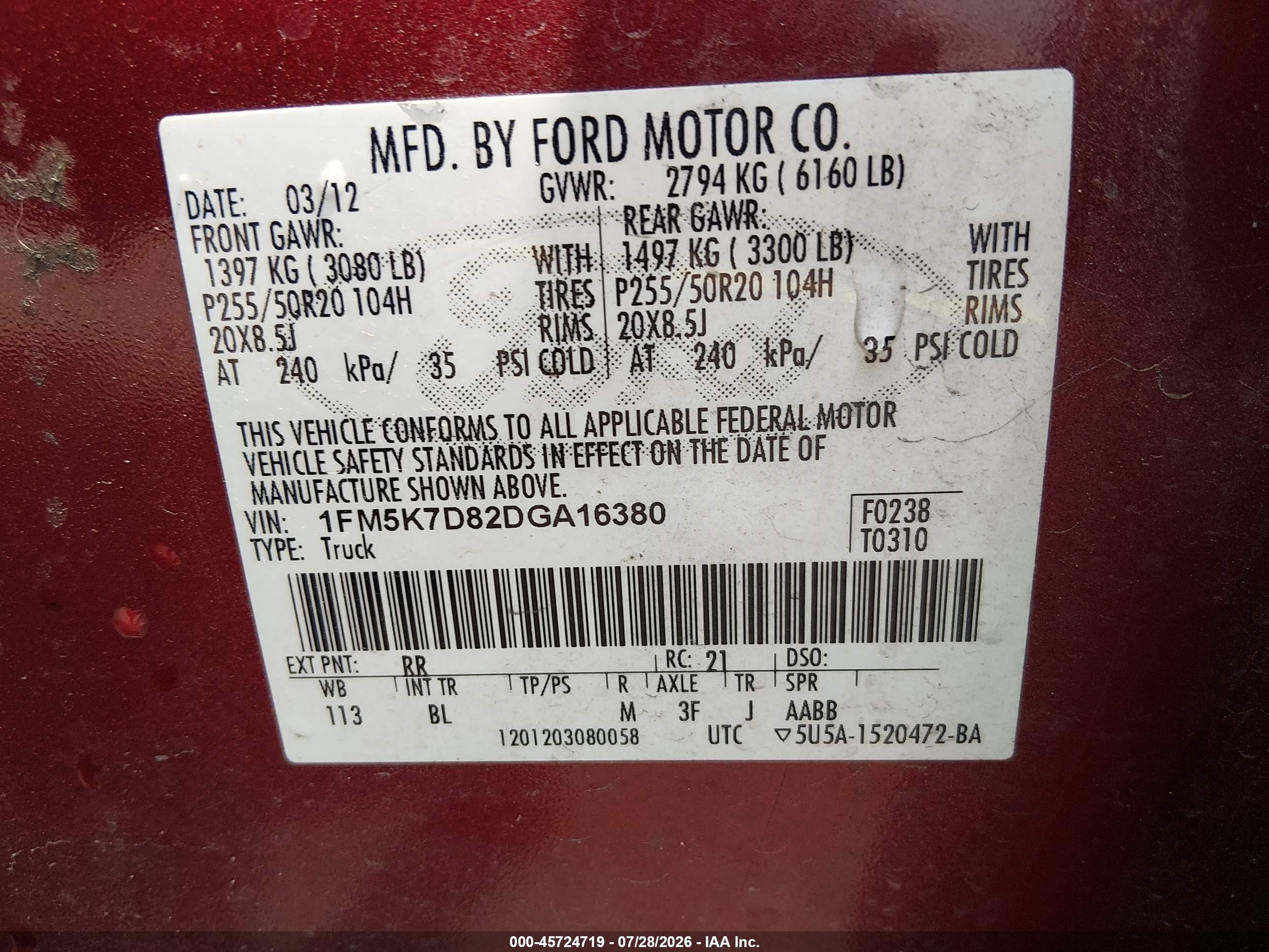 2013 Ford Explorer Xlt Red vin: 1FM5K7D82DGA16380