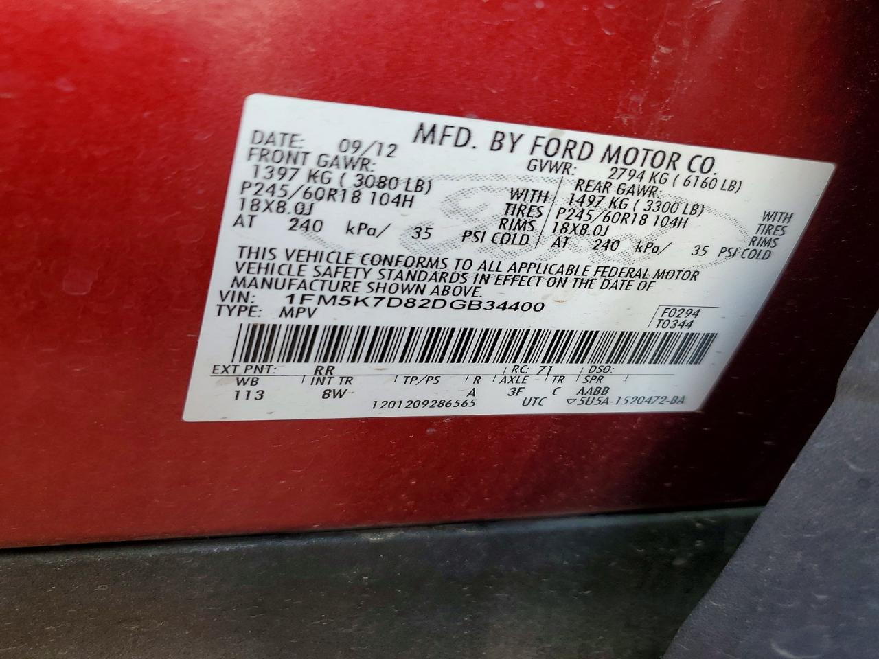 2013 Ford Explorer Xlt Red vin: 1FM5K7D82DGB34400