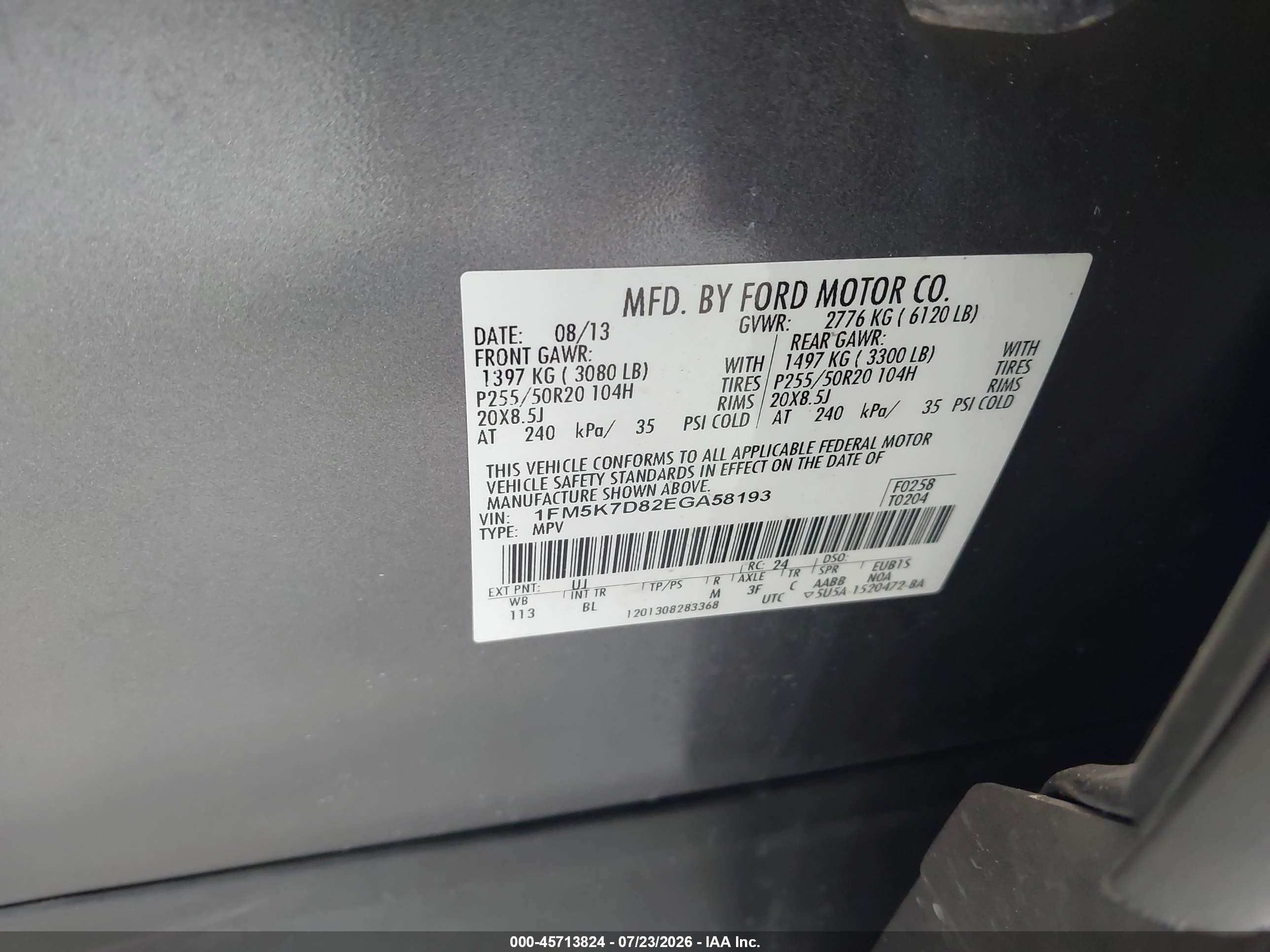 2014 Ford Explorer Xlt Gray vin: 1FM5K7D82EGA58193