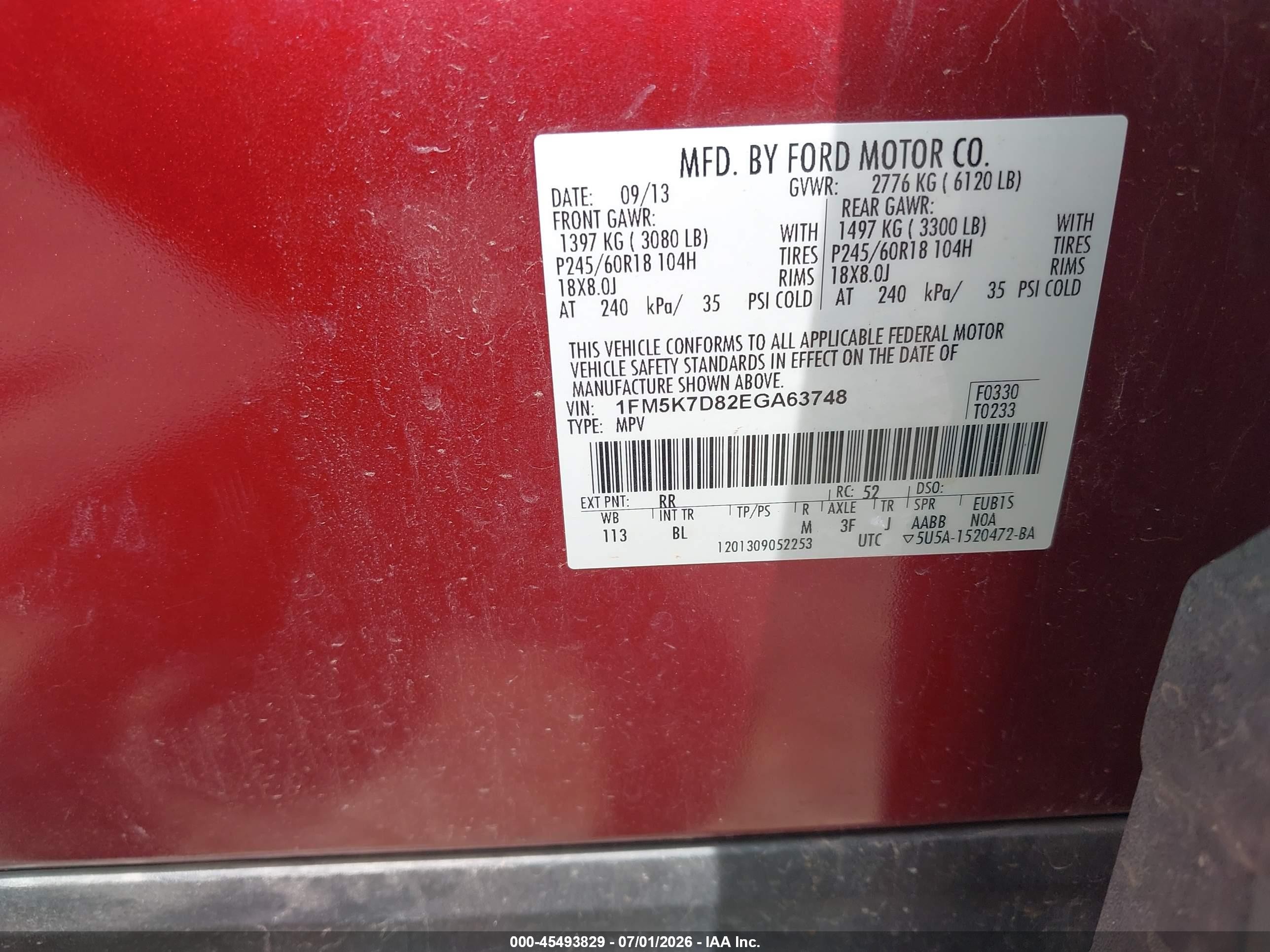 2014 Ford Explorer Xlt Maroon vin: 1FM5K7D82EGA63748