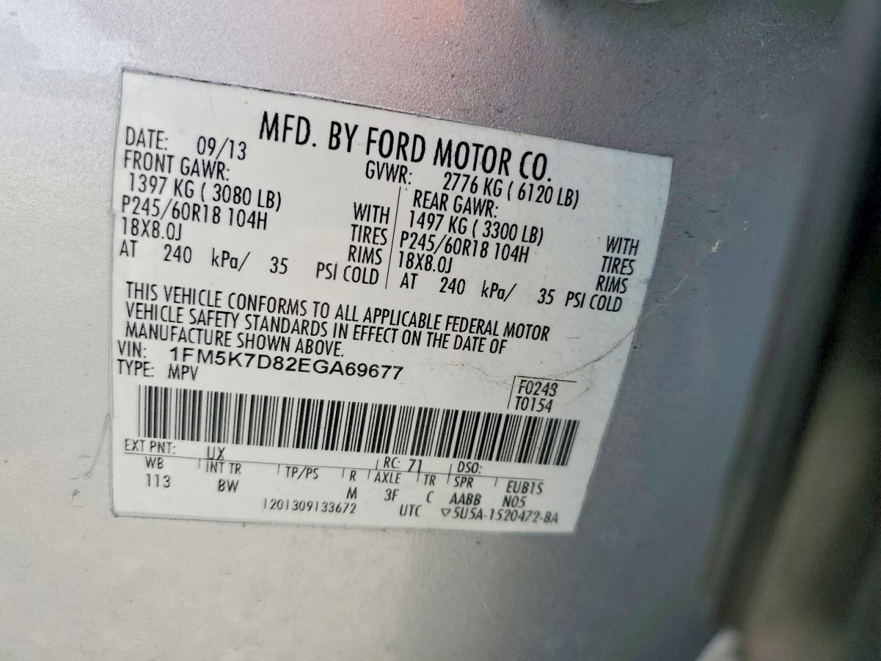 2014 Ford Explorer Xlt Silver vin: 1FM5K7D82EGA69677