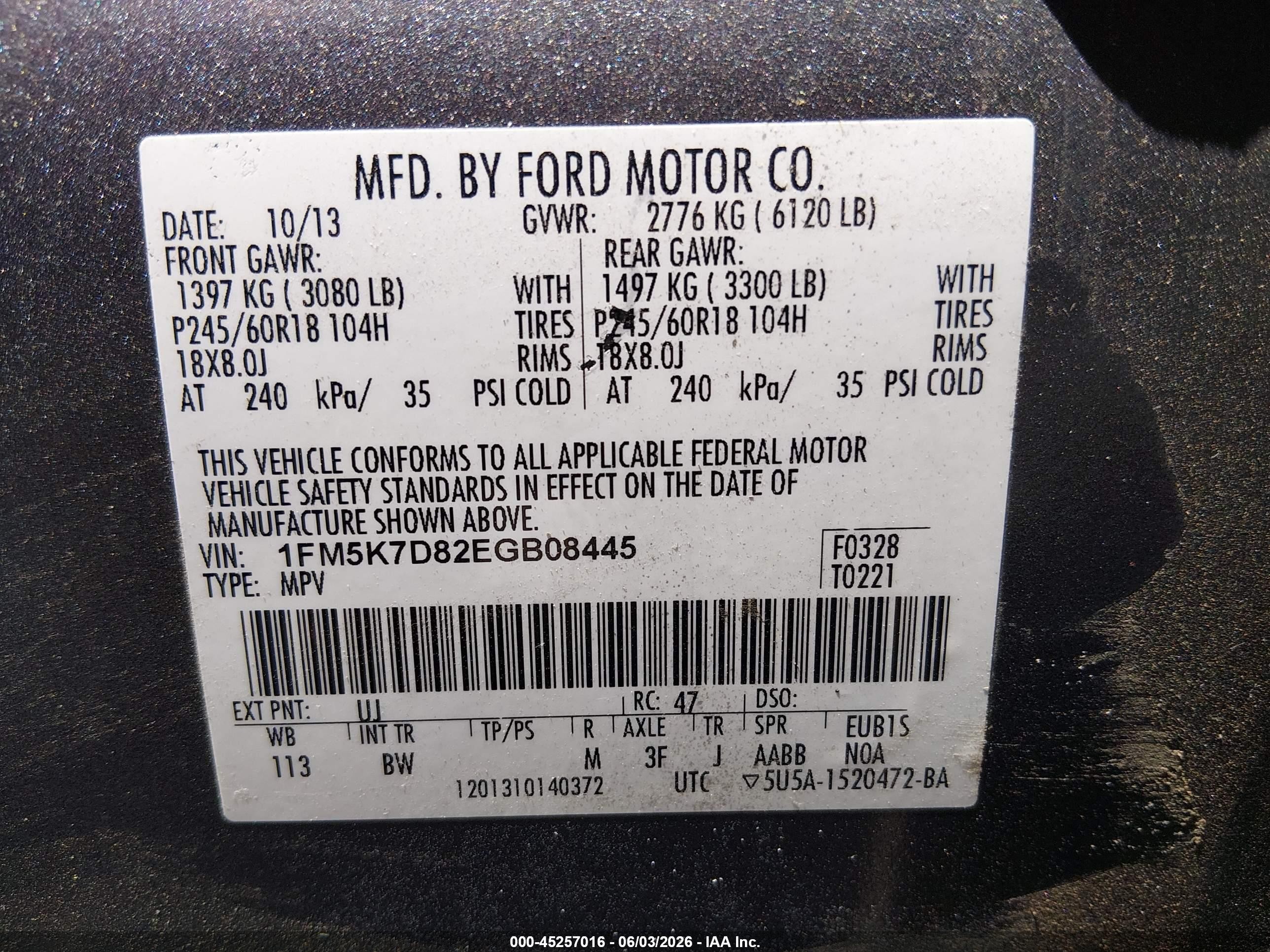 2014 Ford Explorer Xlt Gray vin: 1FM5K7D82EGB08445