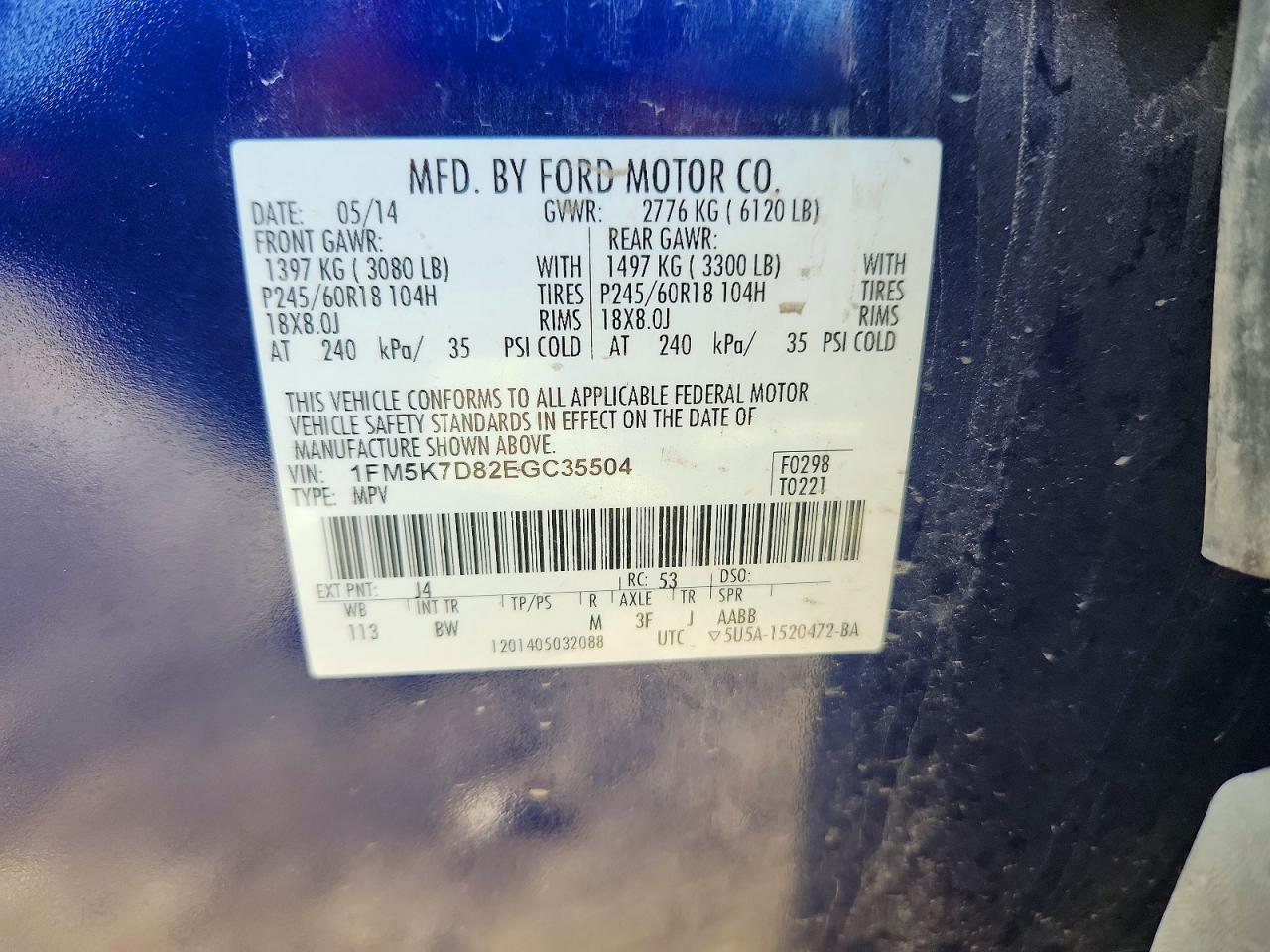 2014 Ford Explorer Xlt Blue vin: 1FM5K7D82EGC35504