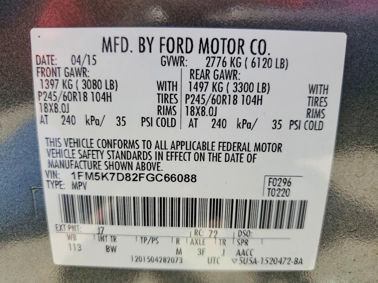 2015 Ford Explorer Xlt Gray vin: 1FM5K7D82FGC66088