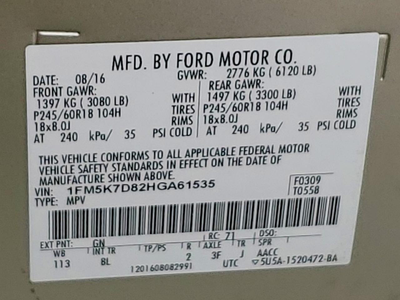 2017 Ford Explorer Xlt Gold vin: 1FM5K7D82HGA61535