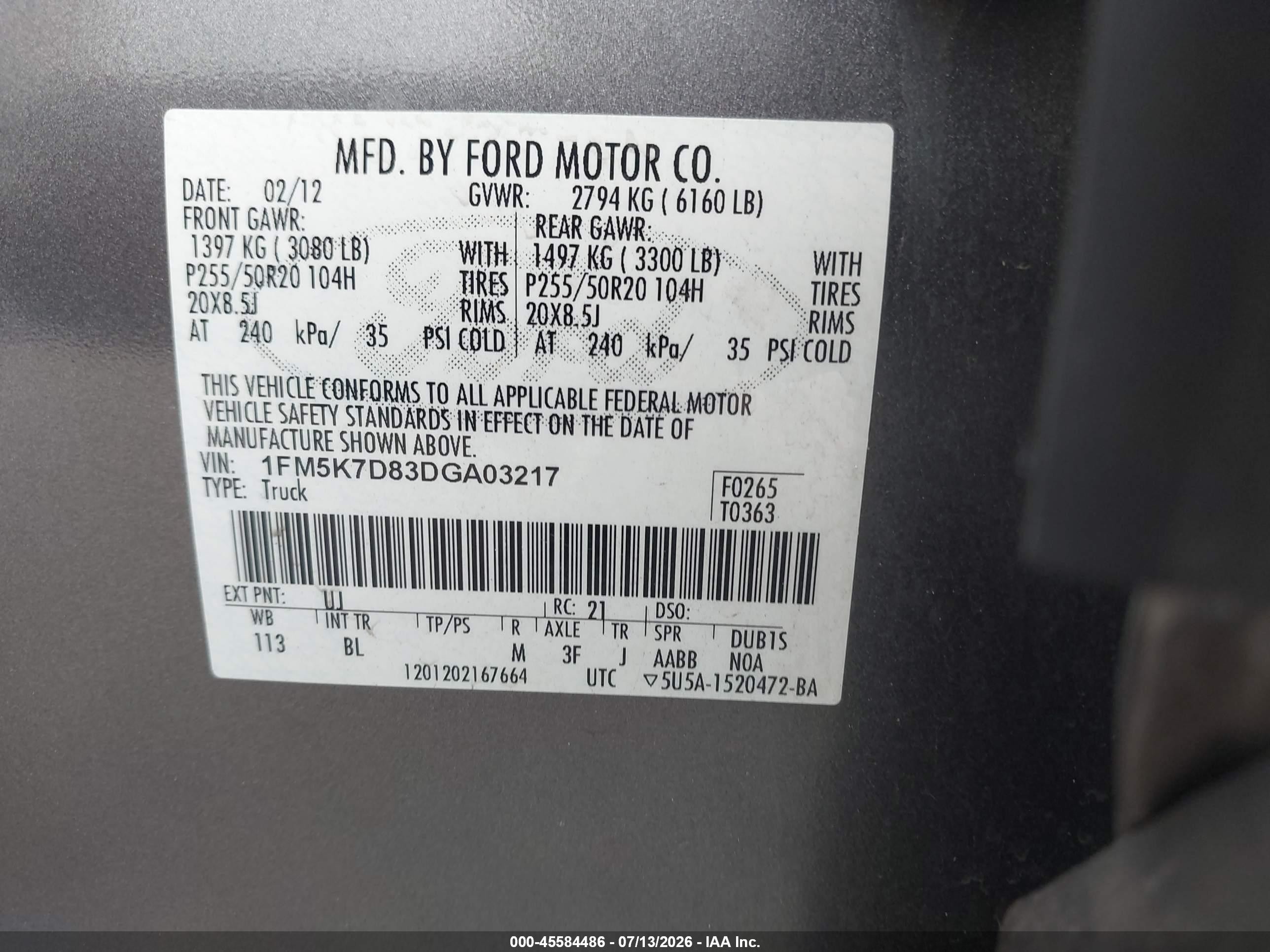 2013 Ford Explorer Xlt Gray vin: 1FM5K7D83DGA03217