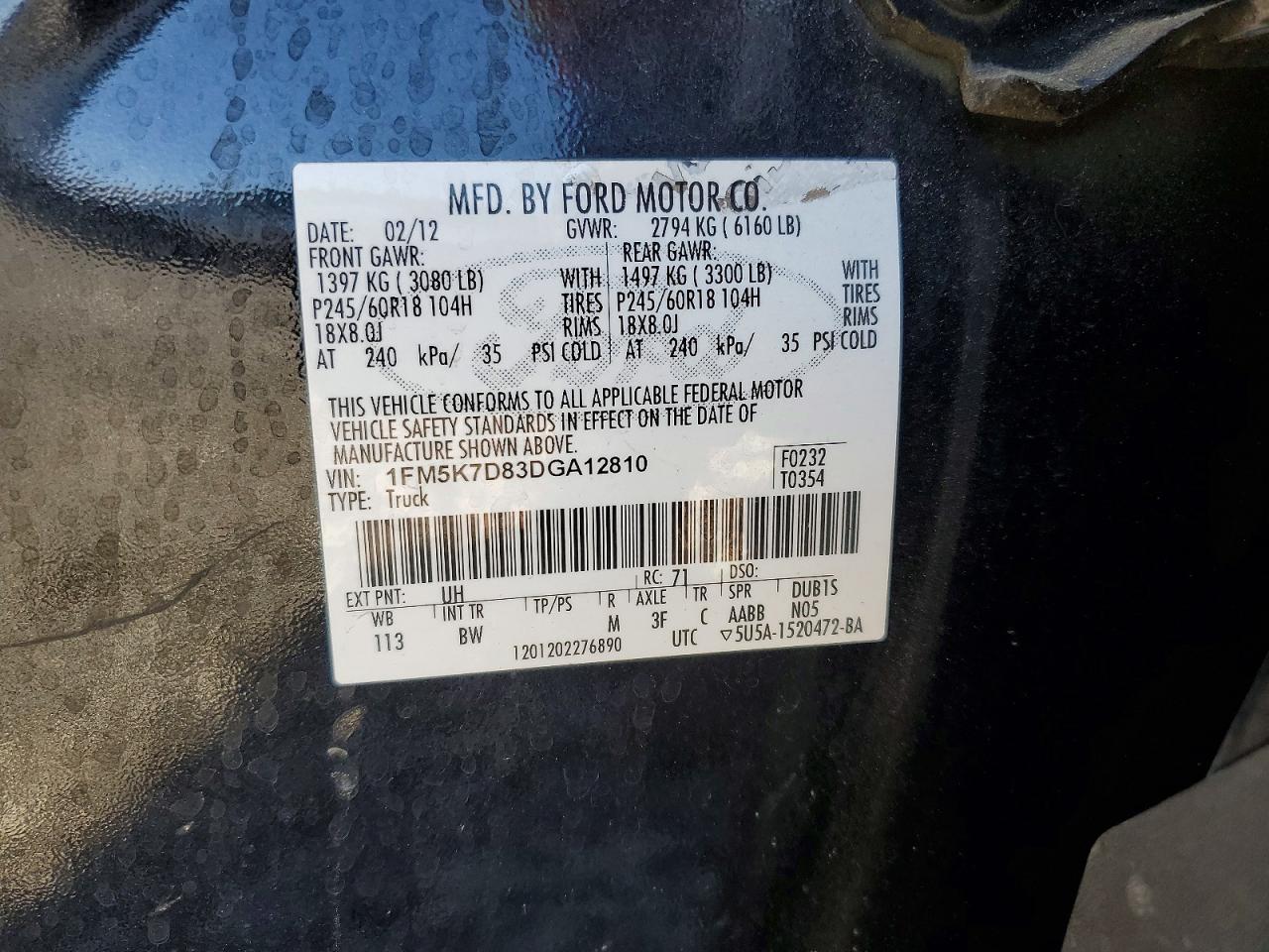 2013 Ford Explorer Xlt Black vin: 1FM5K7D83DGA12810