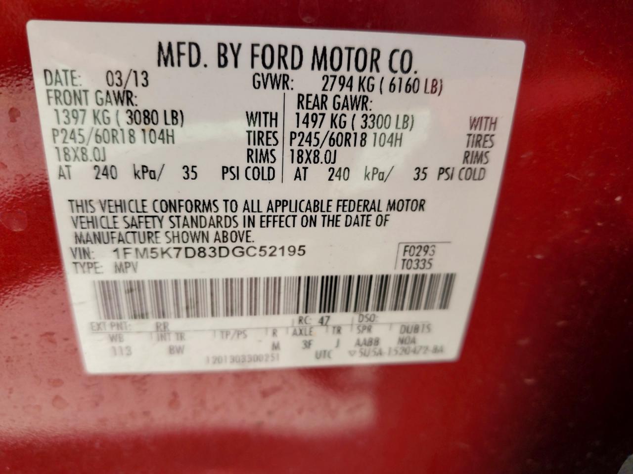 2013 Ford Explorer Xlt Burgundy vin: 1FM5K7D83DGC52195