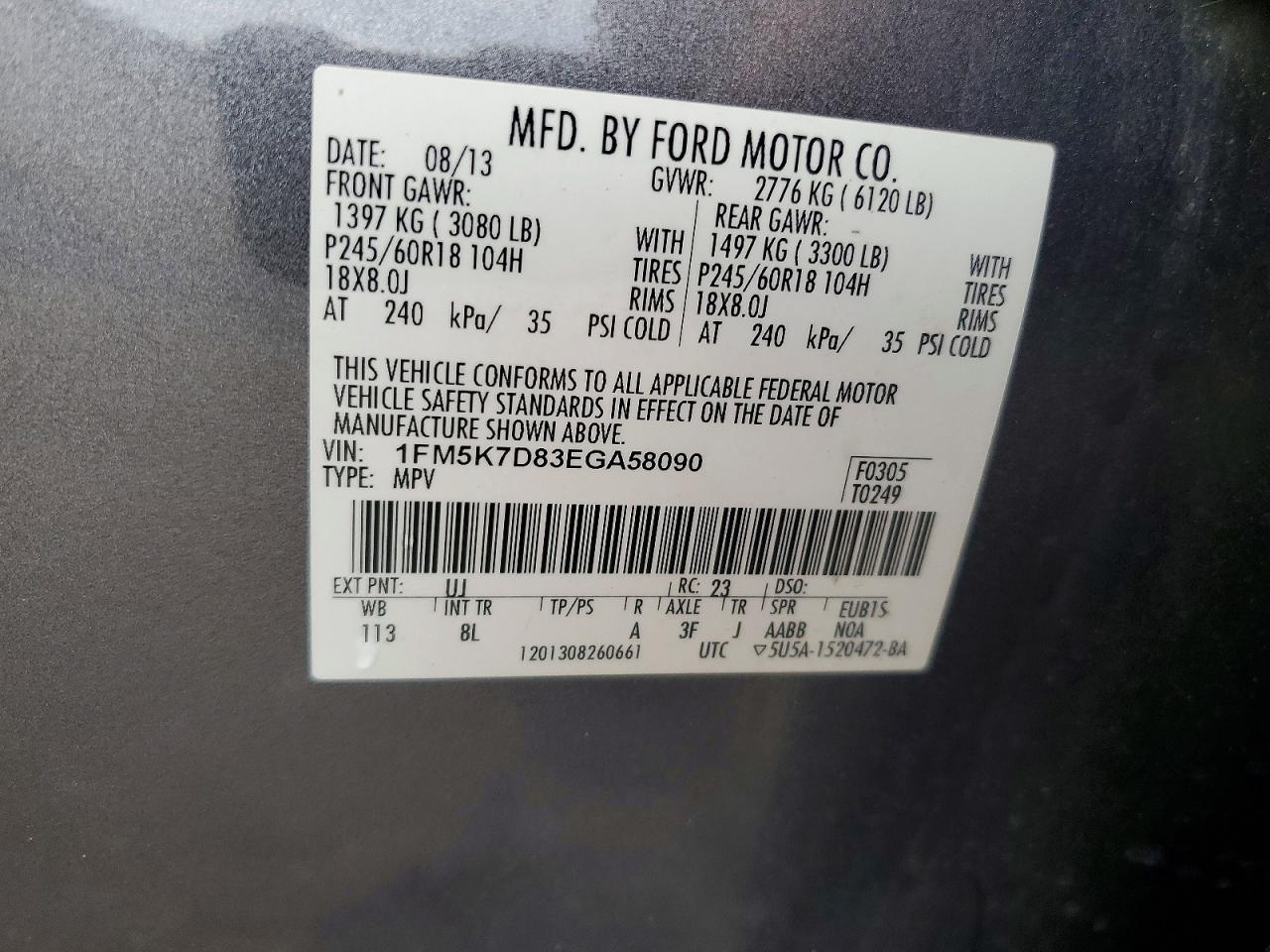 2014 Ford Explorer Xlt Gray vin: 1FM5K7D83EGA58090