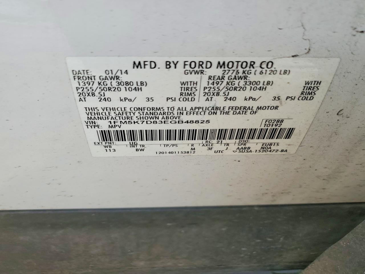 2014 Ford Explorer Xlt Белый vin: 1FM5K7D83EGB48825