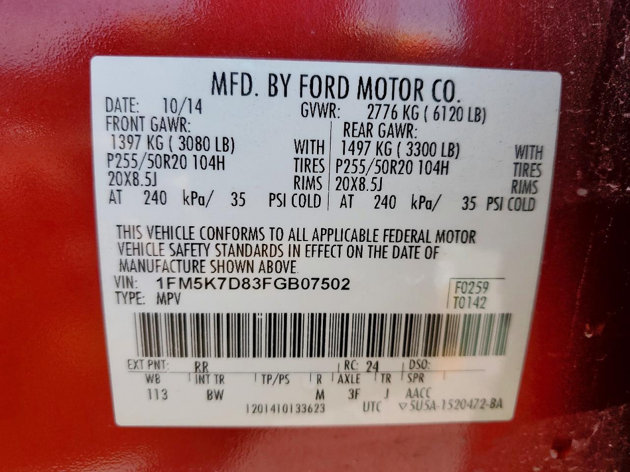 2015 Ford Explorer Xlt Red vin: 1FM5K7D83FGB07502