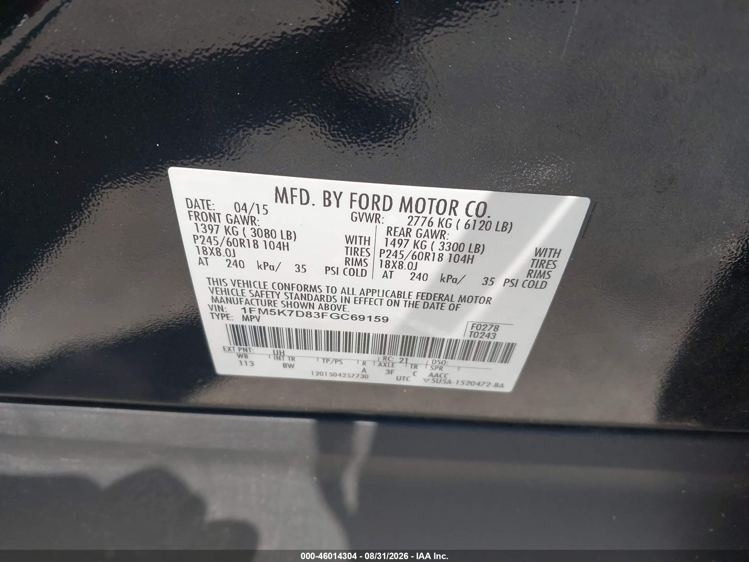 2015 Ford Explorer Xlt Black vin: 1FM5K7D83FGC69159