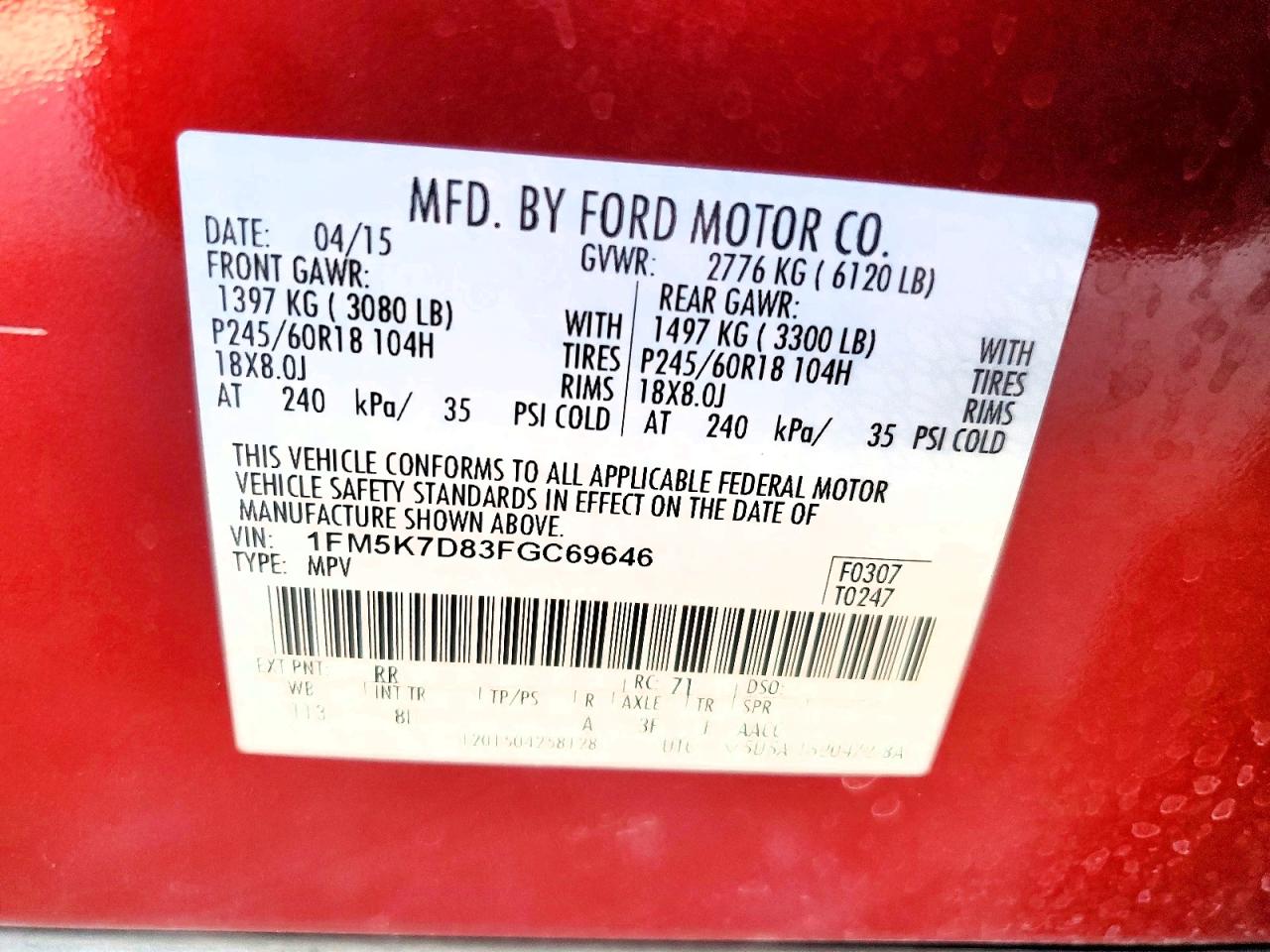 2015 Ford Explorer Xlt Maroon vin: 1FM5K7D83FGC69646