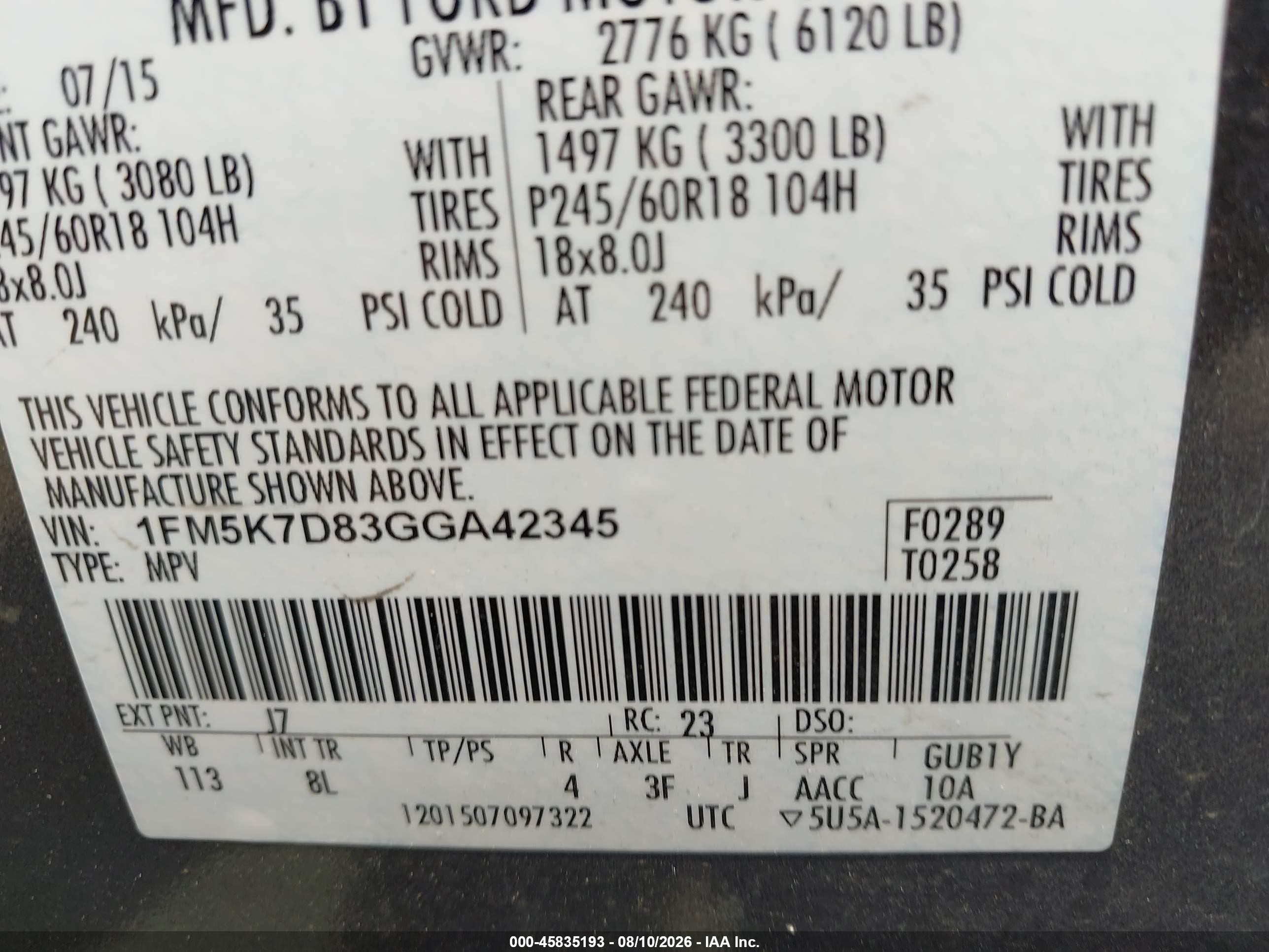 2016 Ford Explorer Xlt Gray vin: 1FM5K7D83GGA42345
