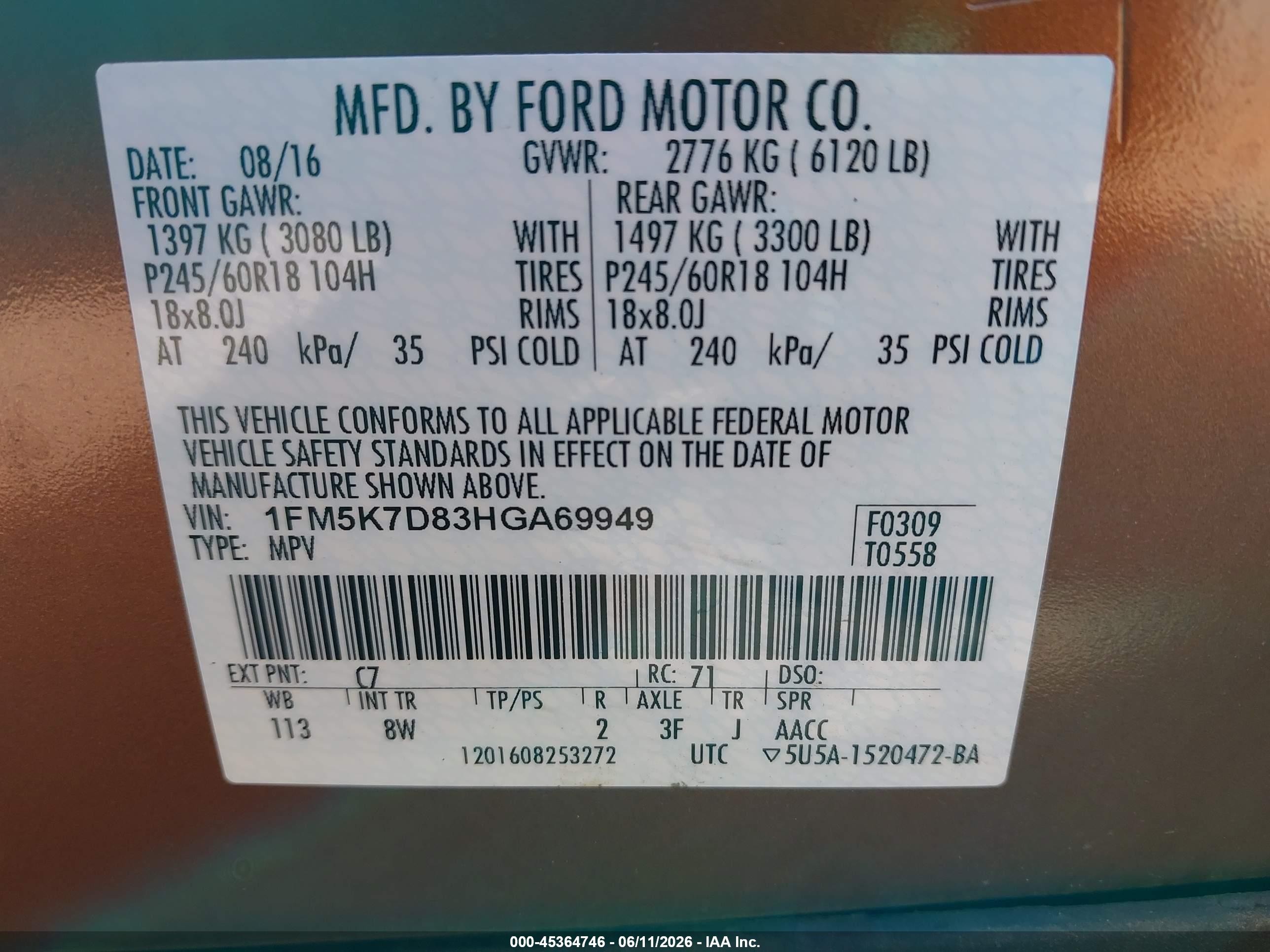2017 Ford Explorer Xlt Orange vin: 1FM5K7D83HGA69949