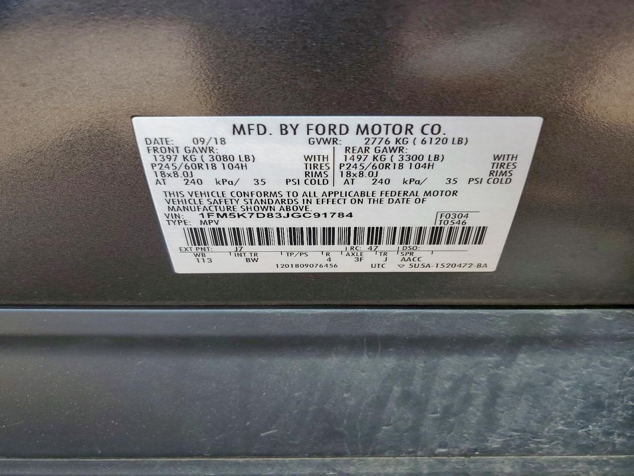 2018 Ford Explorer Xlt Charcoal vin: 1FM5K7D83JGC91784