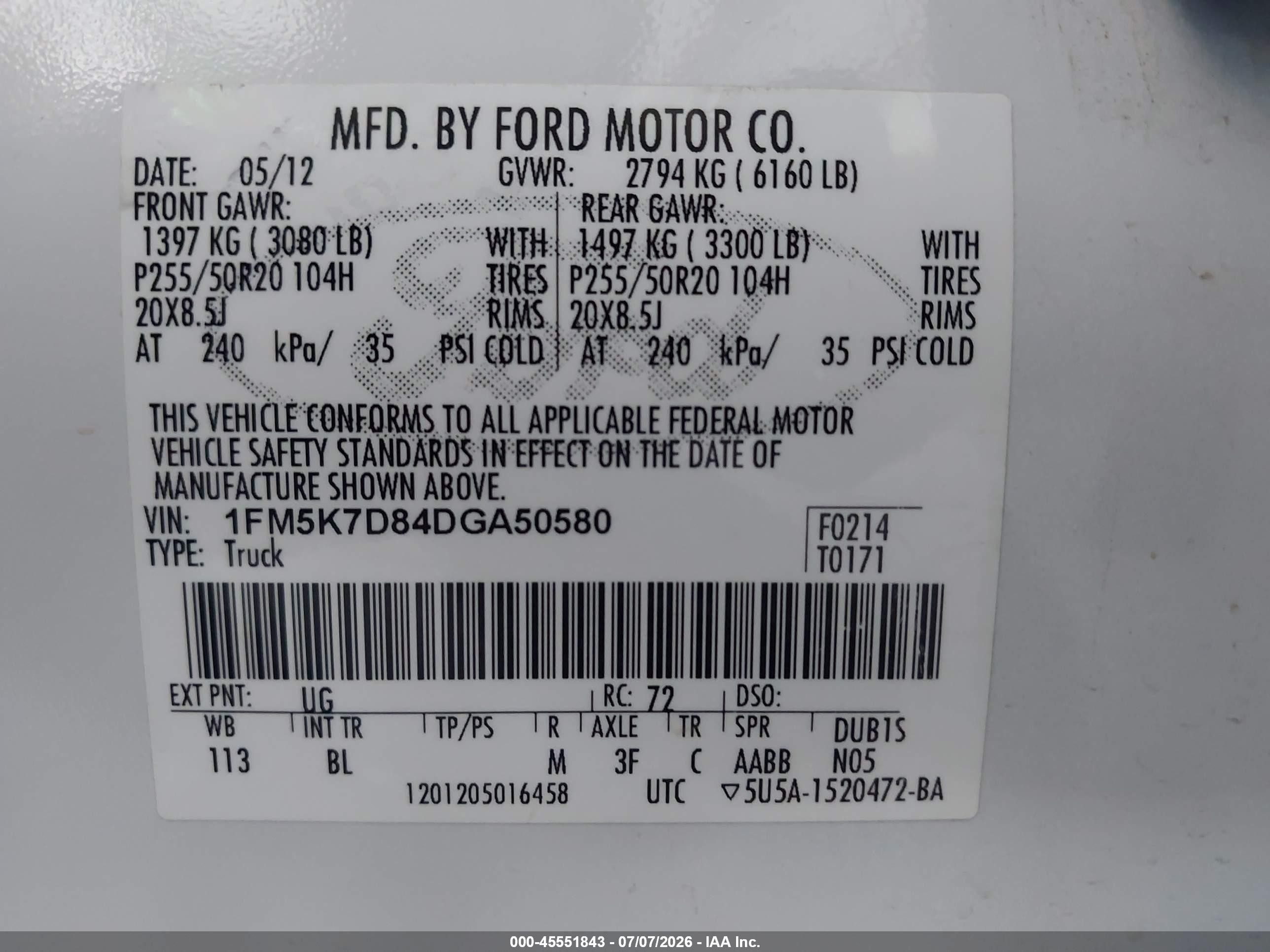 2013 Ford Explorer Xlt White vin: 1FM5K7D84DGA50580