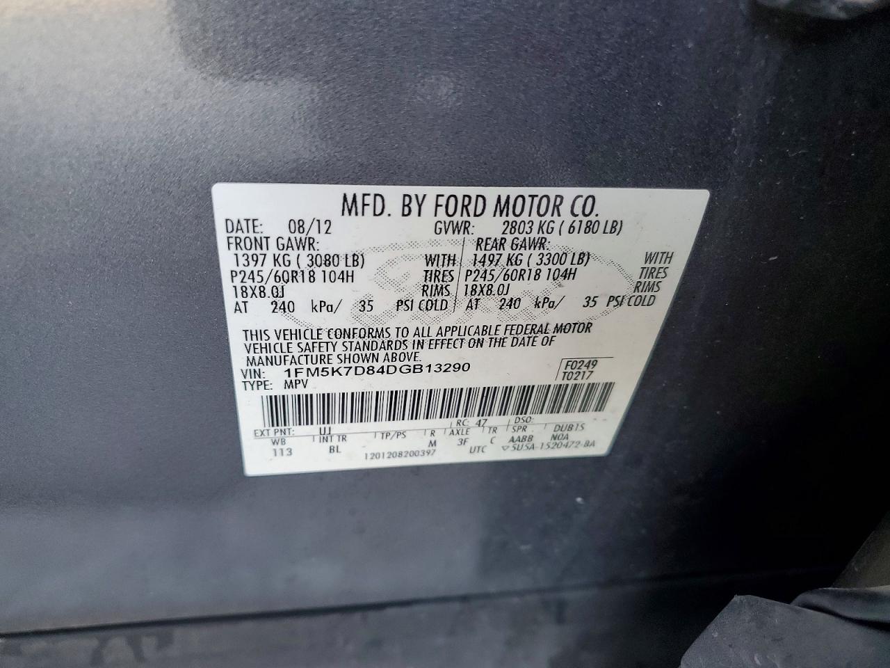 2013 Ford Explorer Xlt Серый vin: 1FM5K7D84DGB13290