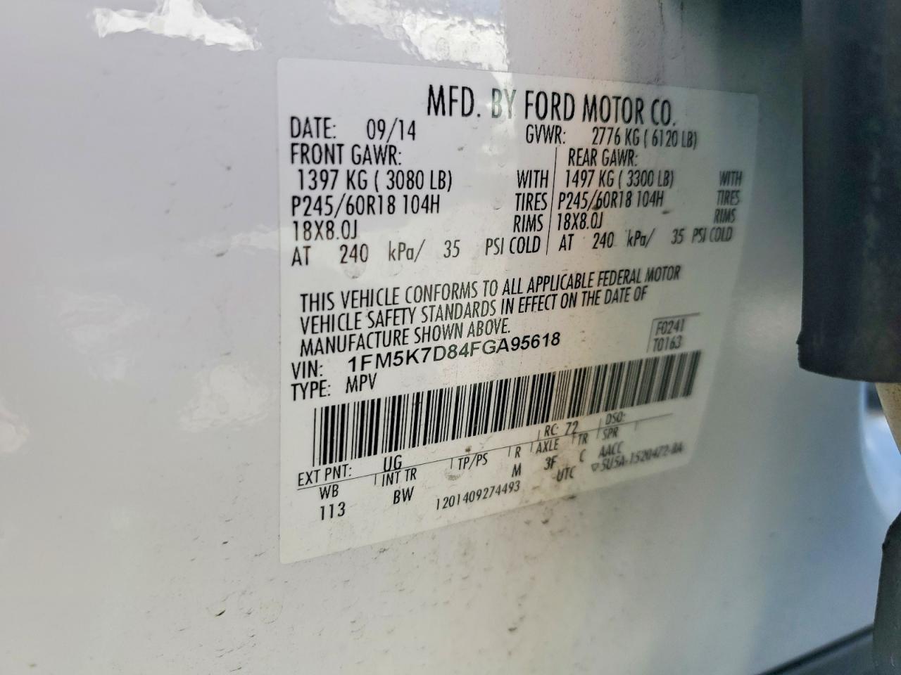 2015 Ford Explorer Xlt Белый vin: 1FM5K7D84FGA95618