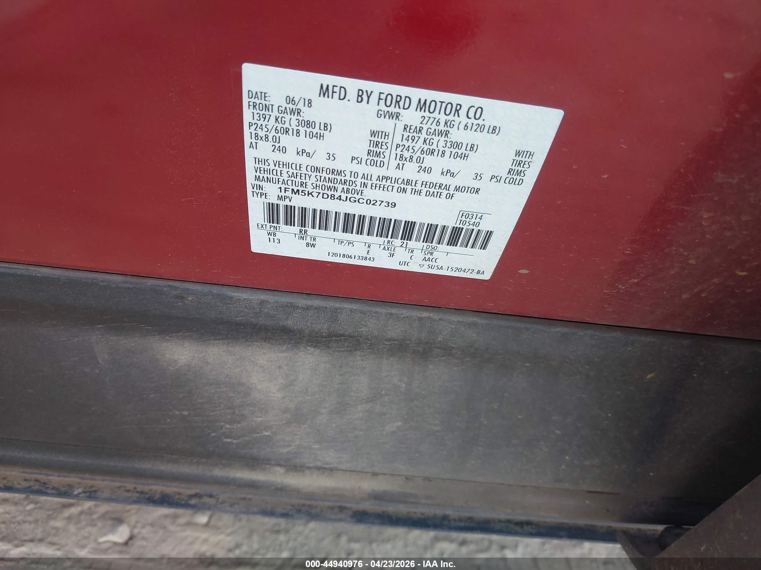 2018 Ford Explorer Xlt Red vin: 1FM5K7D84JGC02739