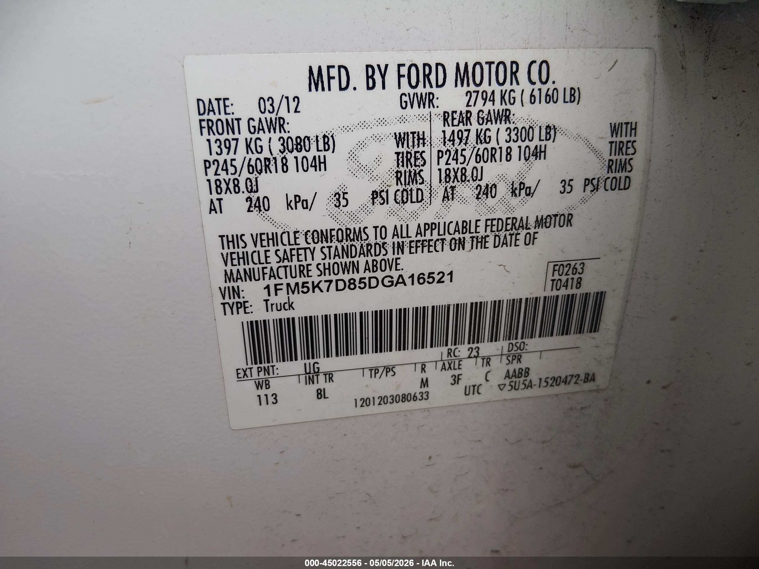 2013 Ford Explorer Xlt Белый vin: 1FM5K7D85DGA16521